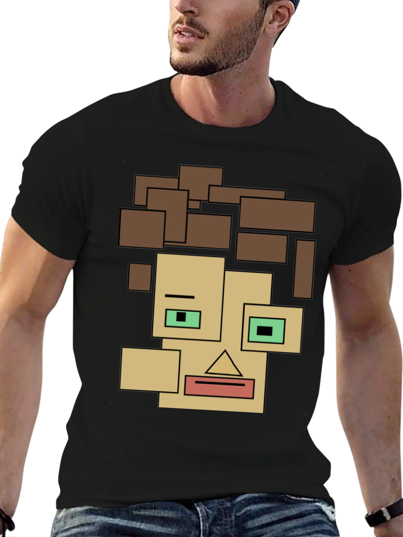 Abstract Block Face Tee - Modern Art Graphic Shirt