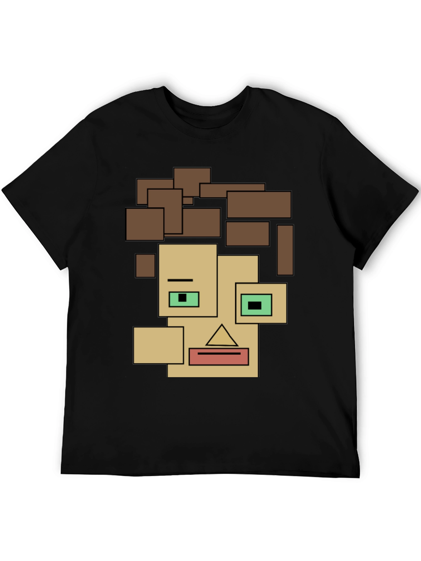 Abstract Block Face Tee - Modern Art Graphic Shirt