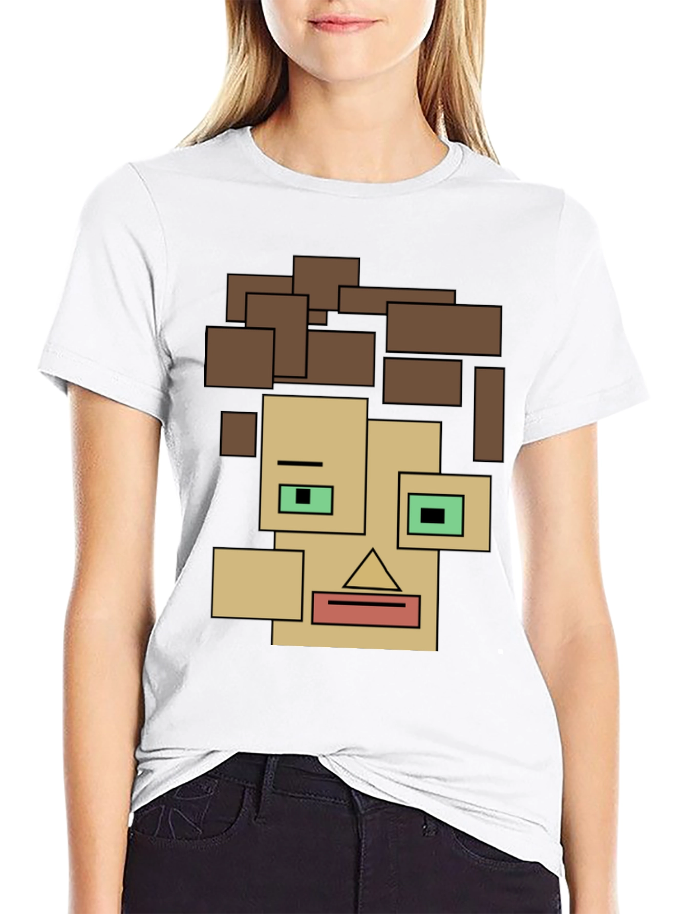 Abstract Block Face Tee - Modern Art Graphic Shirt