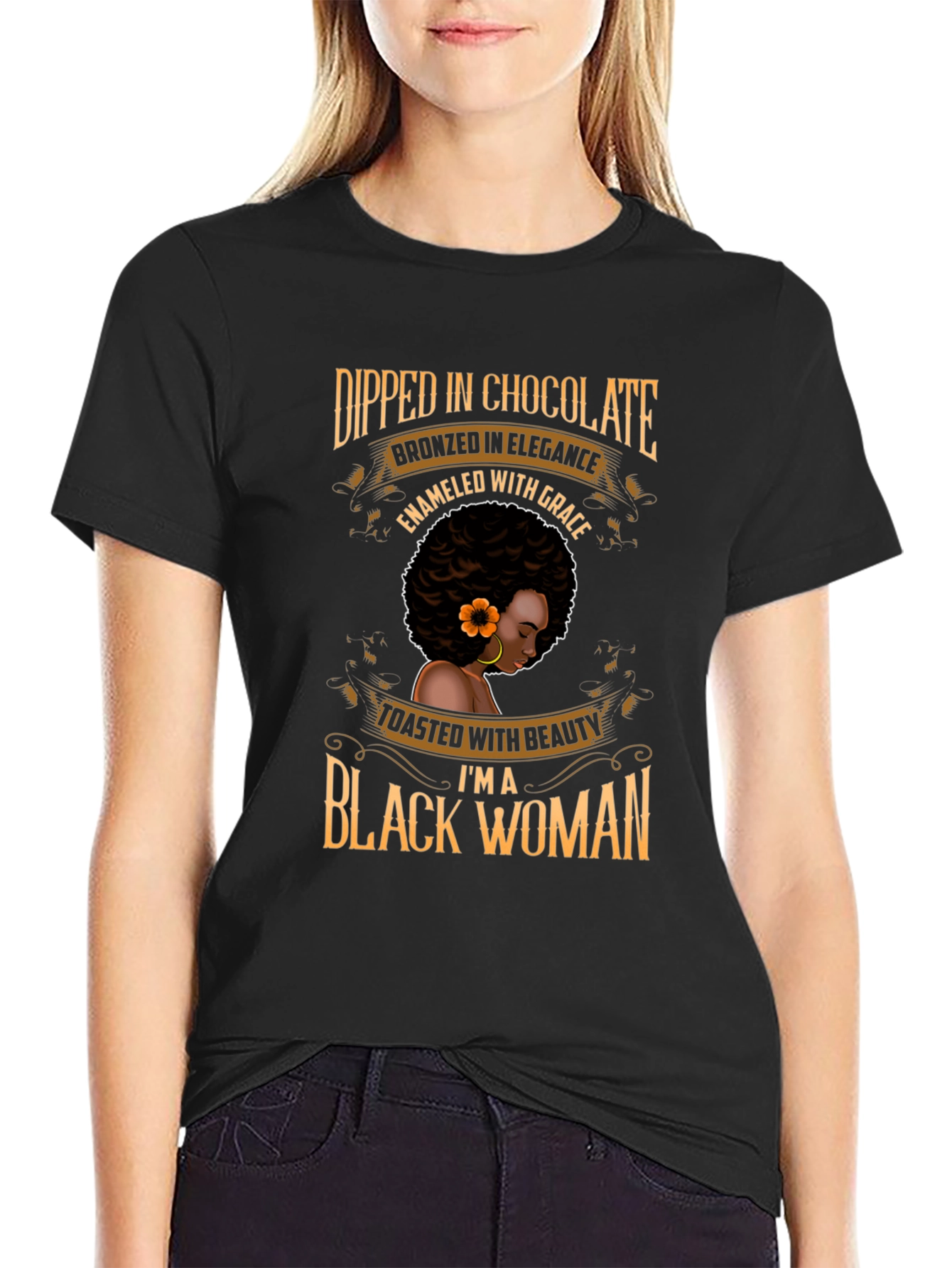 Dipped in Chocolate Black Woman T-Shirt