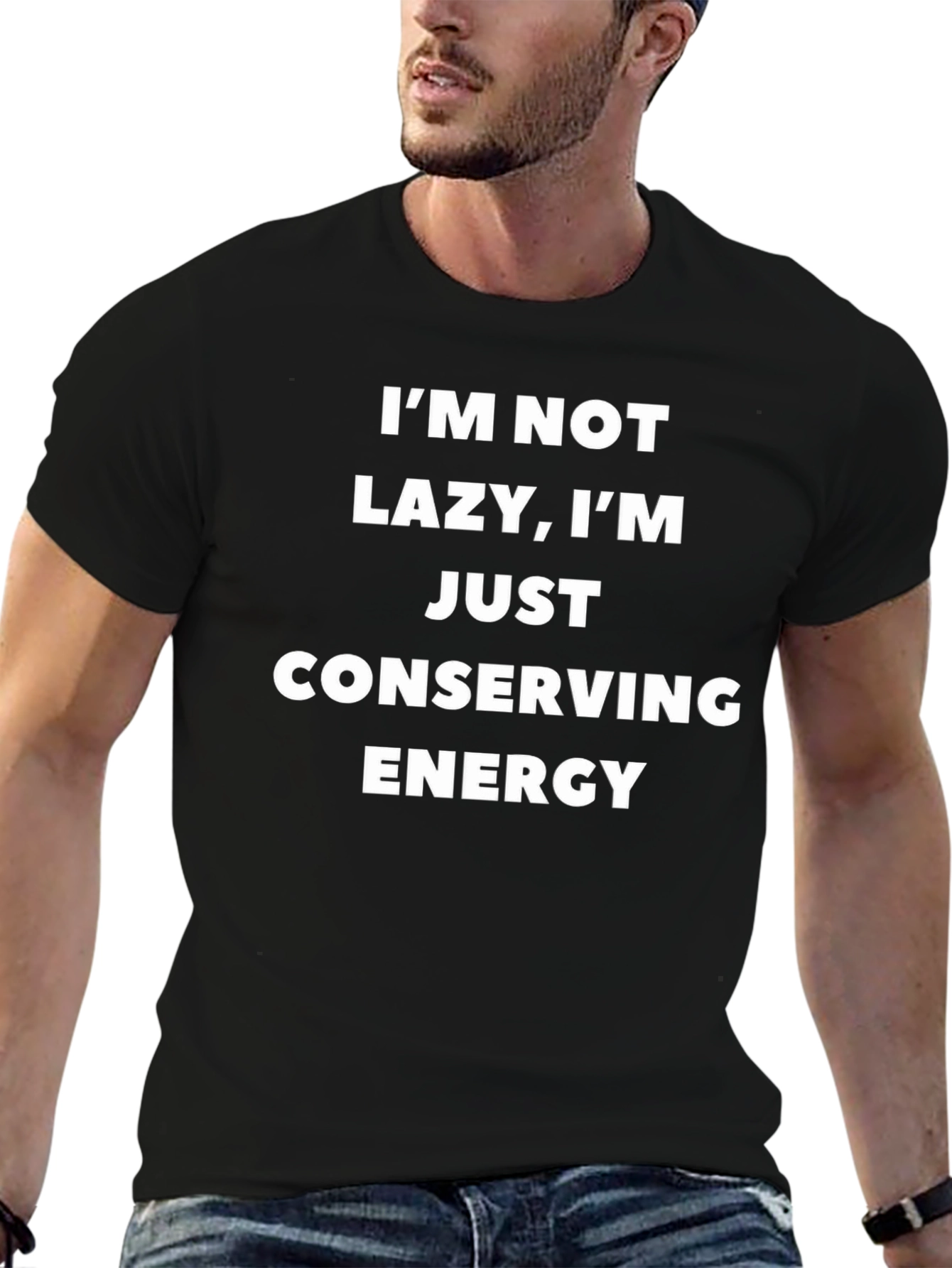 Conserving Energy Graphic Tee - Black Casual Cotton T-Shirt