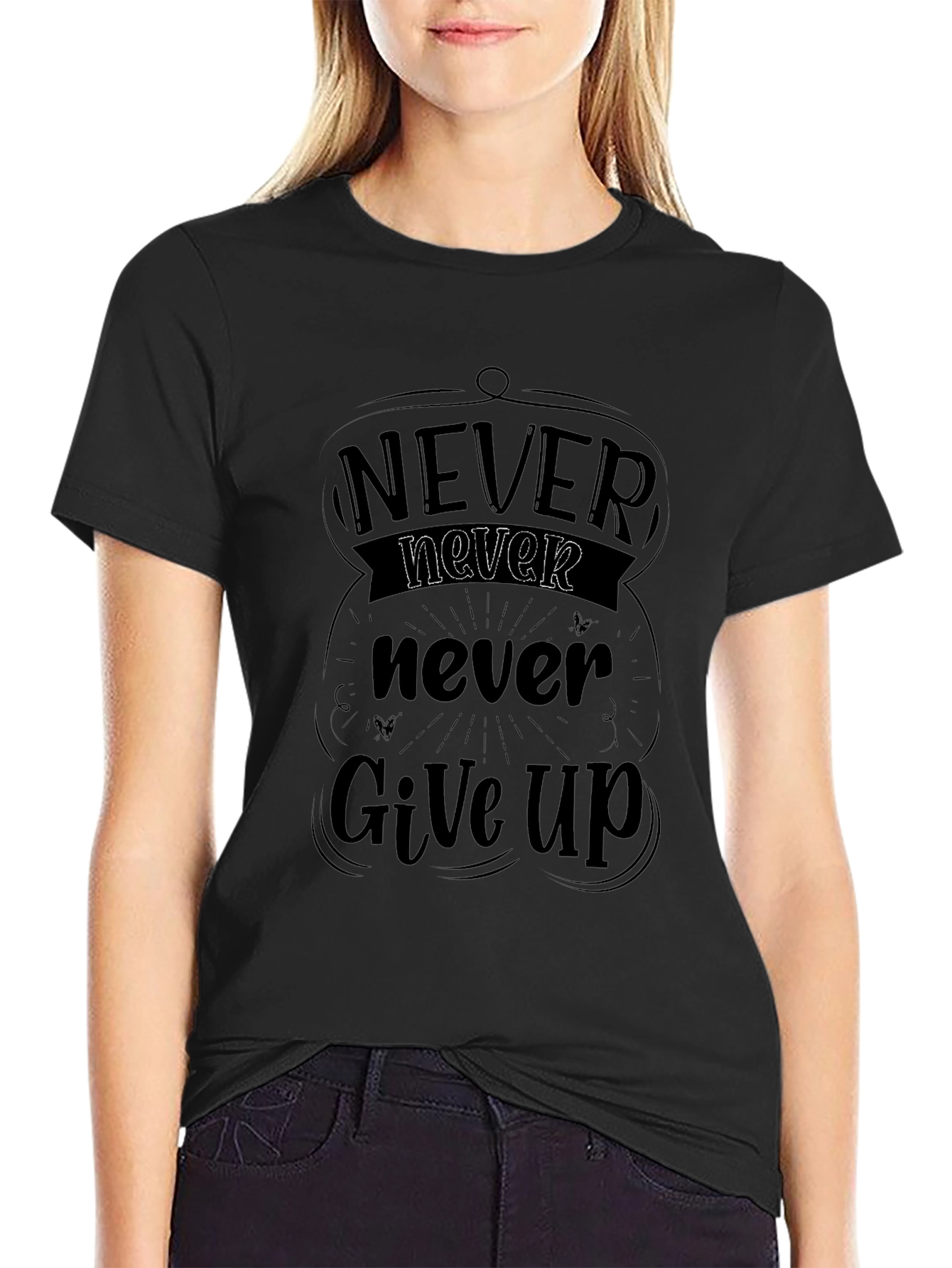 Never Give Up Graphic Tee - Motivational Shirt