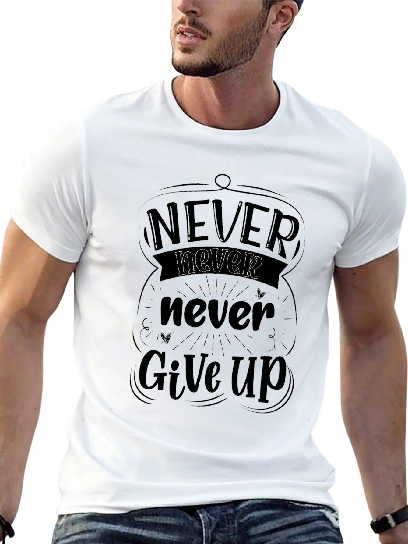 Never Give Up Graphic Tee - Motivational Shirt