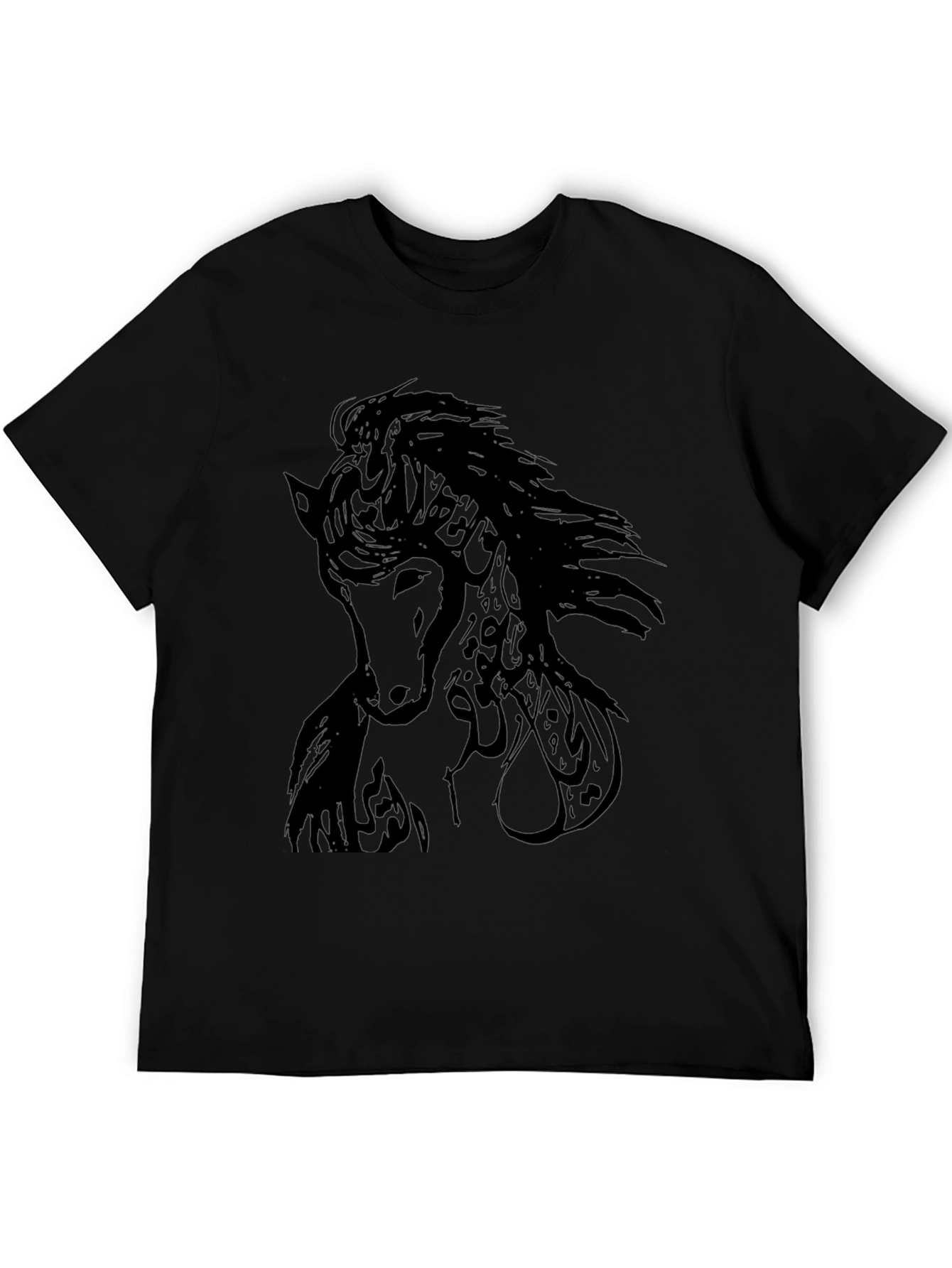 Black Horse Graphic T-Shirt - Stylish Mens Tee