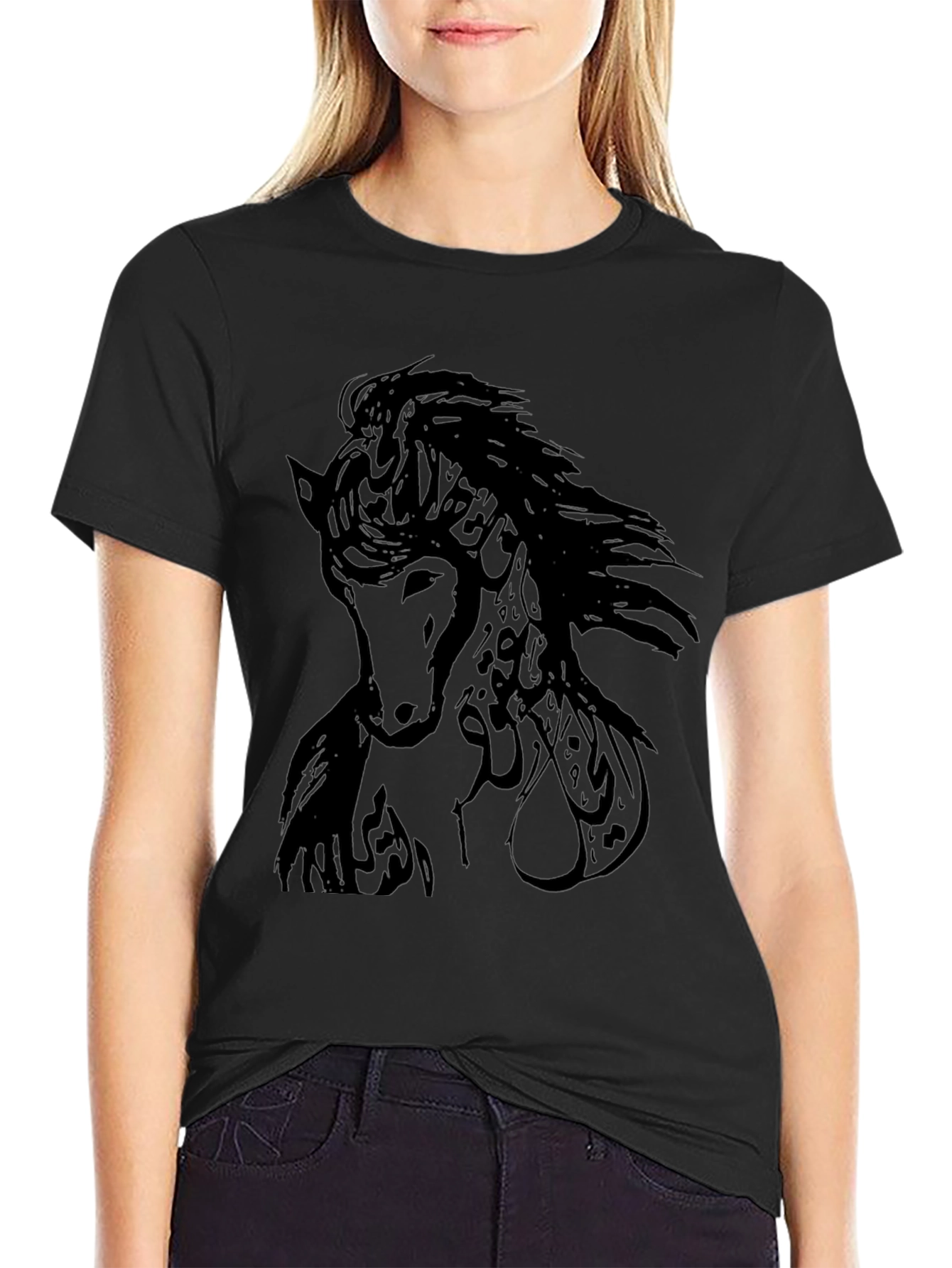 Black Horse Graphic T-Shirt - Stylish Mens Tee