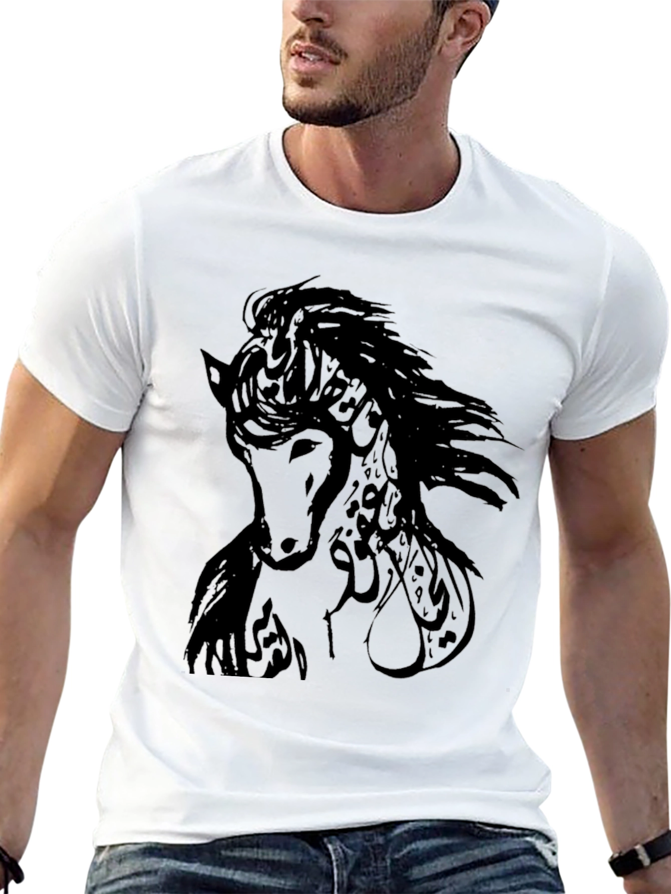 Black Horse Graphic T-Shirt - Stylish Mens Tee