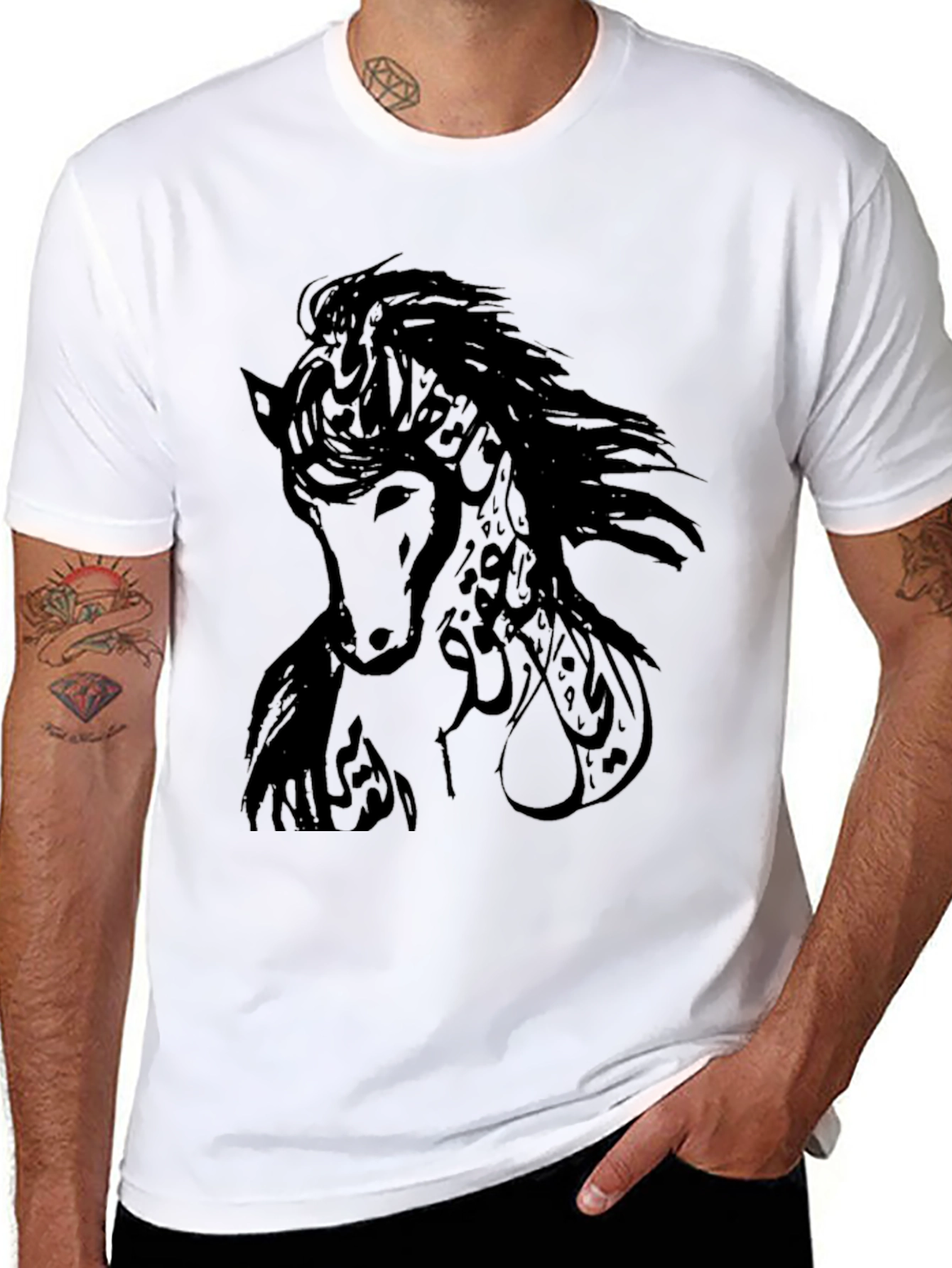 Black Horse Graphic T-Shirt - Stylish Mens Tee