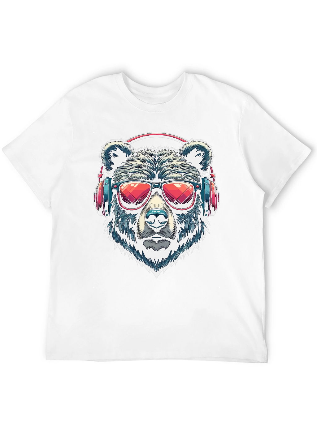 Cool Bear with Headphones Graphic T-Shirt