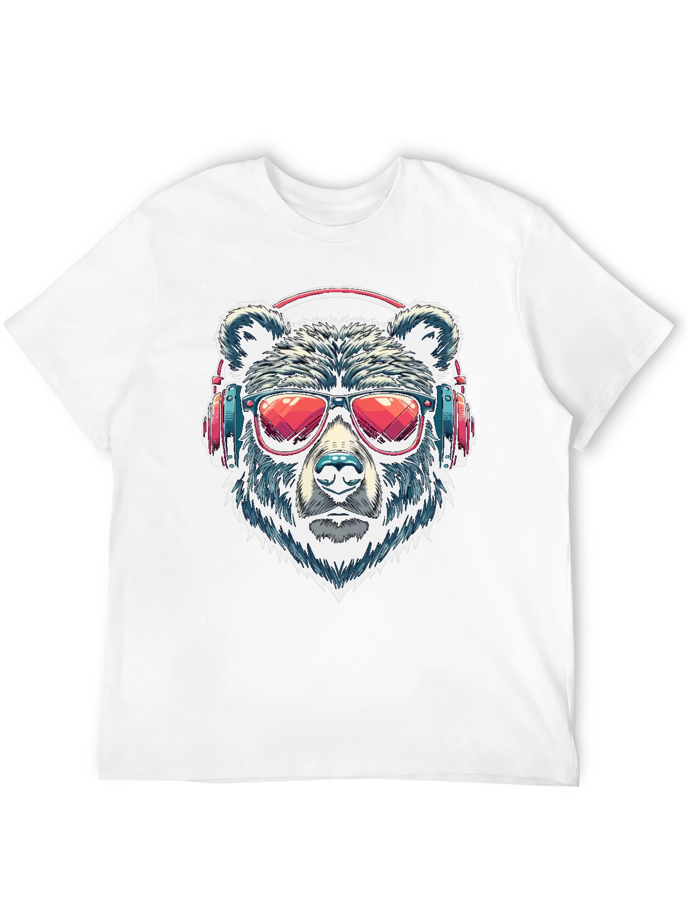 Cool Bear with Headphones Graphic T-Shirt