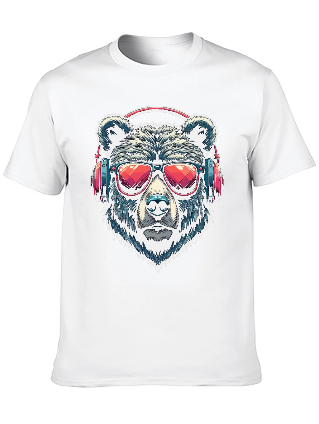 Cool Bear with Headphones Graphic T-Shirt