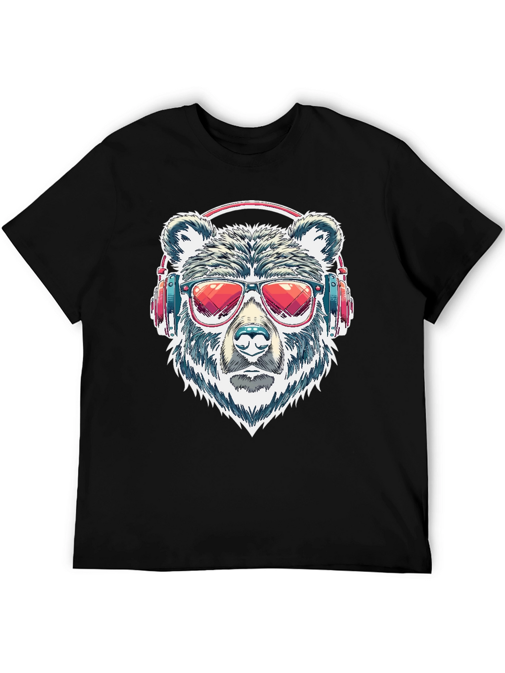Cool Bear with Headphones Graphic T-Shirt