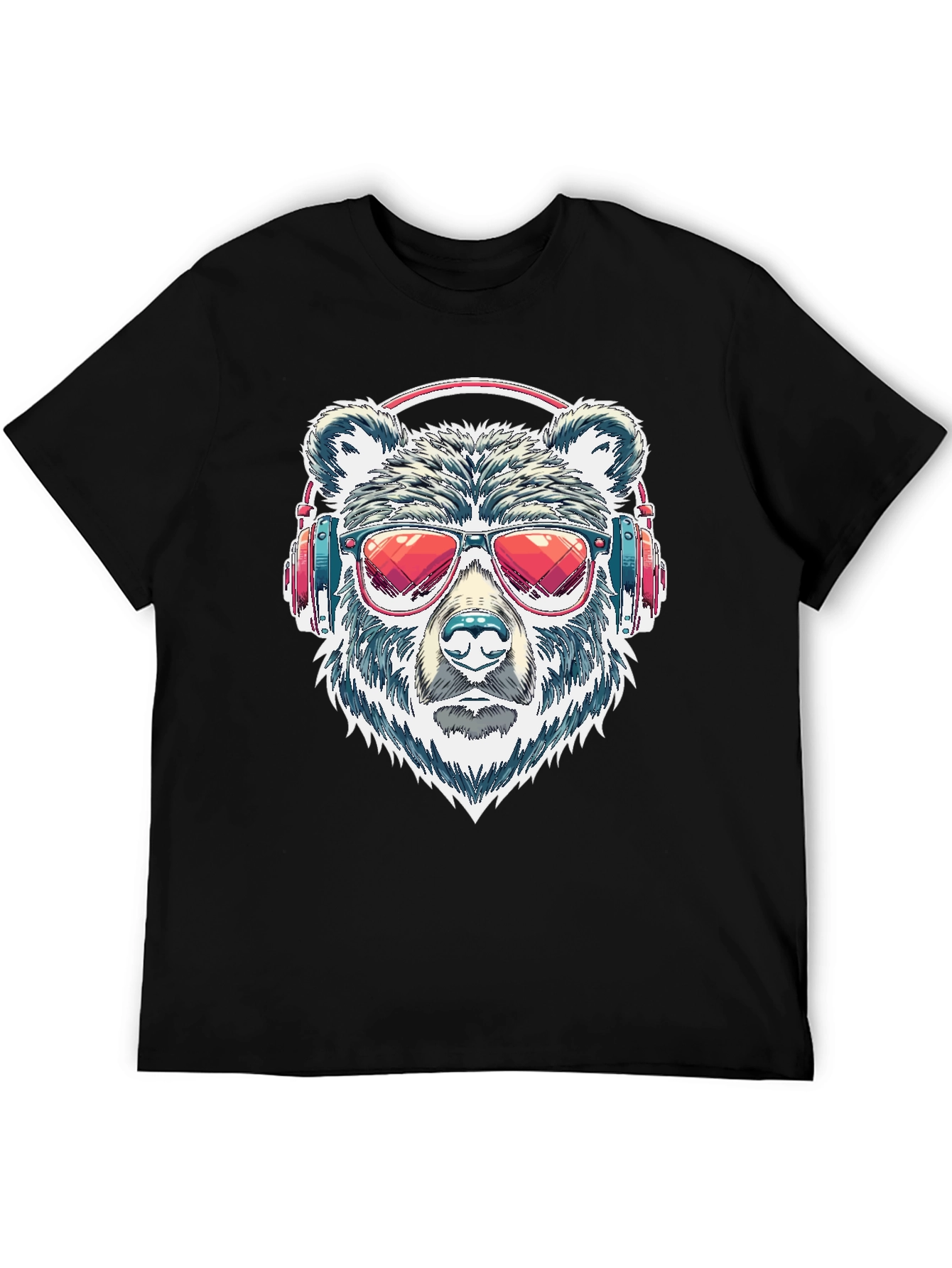 Cool Bear with Headphones Graphic T-Shirt