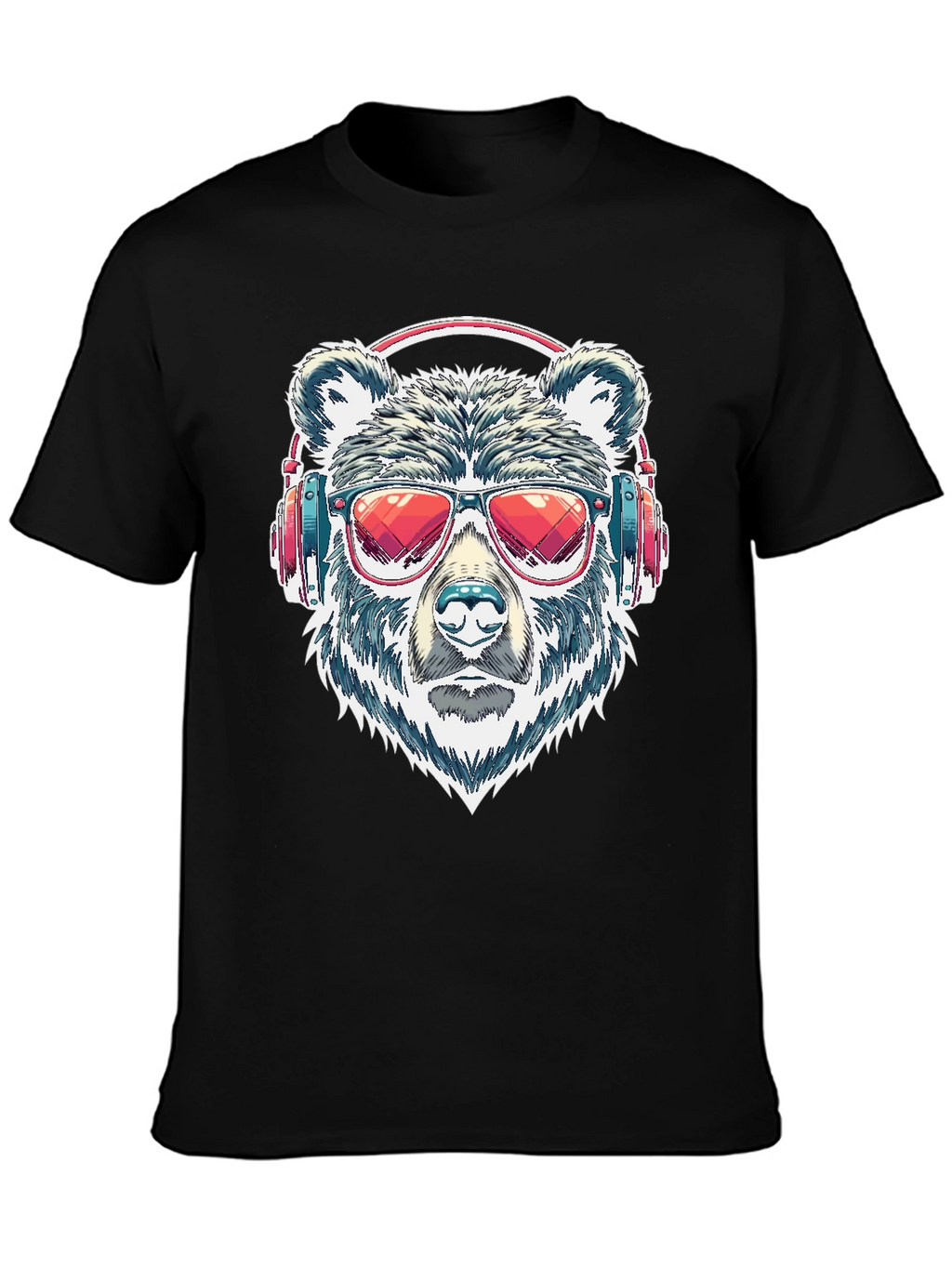 Cool Bear with Headphones Graphic T-Shirt
