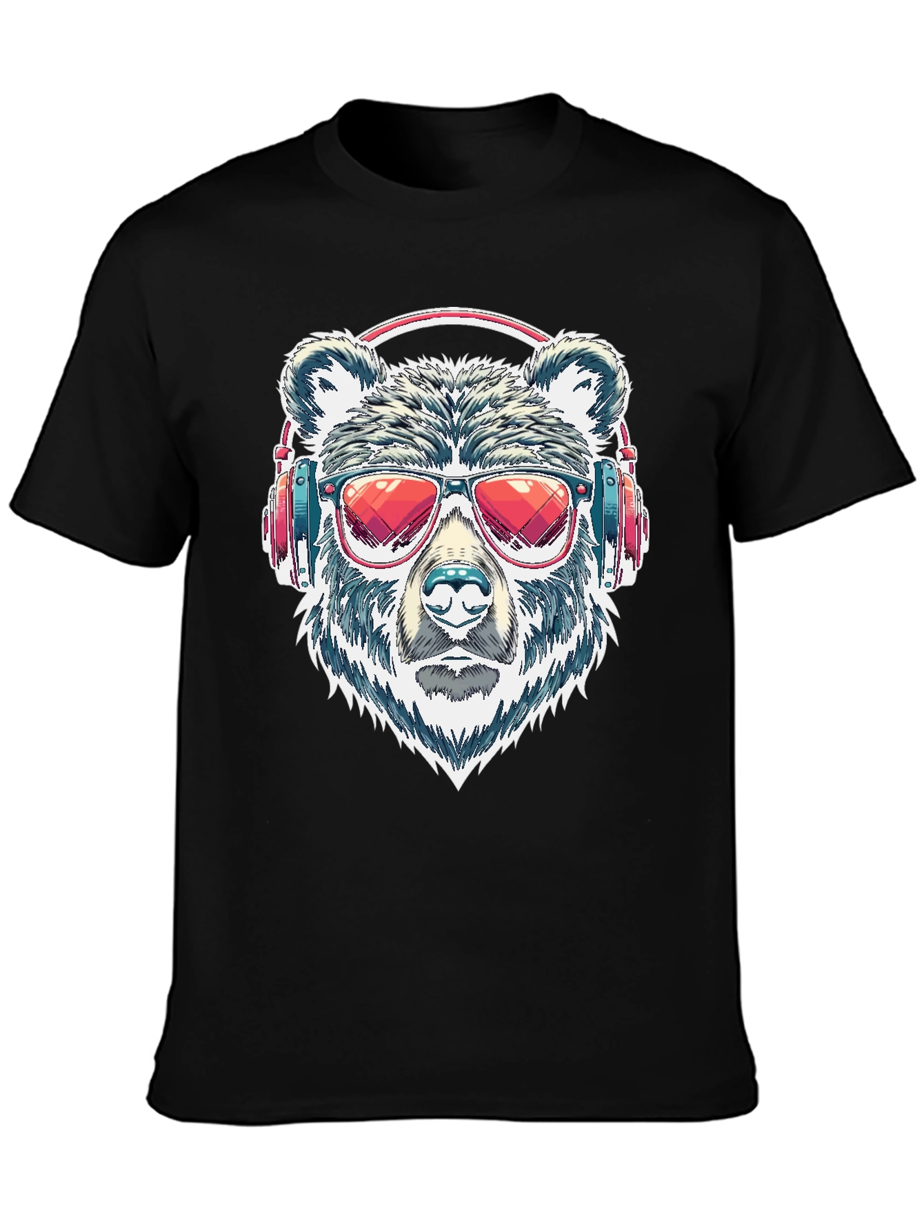 Cool Bear with Headphones Graphic T-Shirt