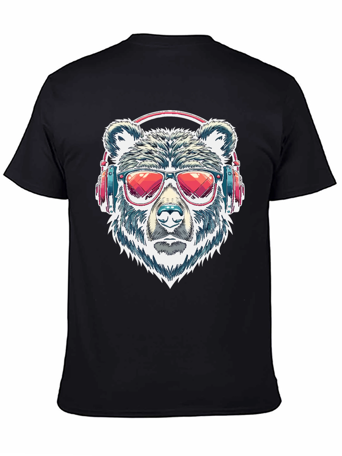Cool Bear with Headphones Graphic T-Shirt
