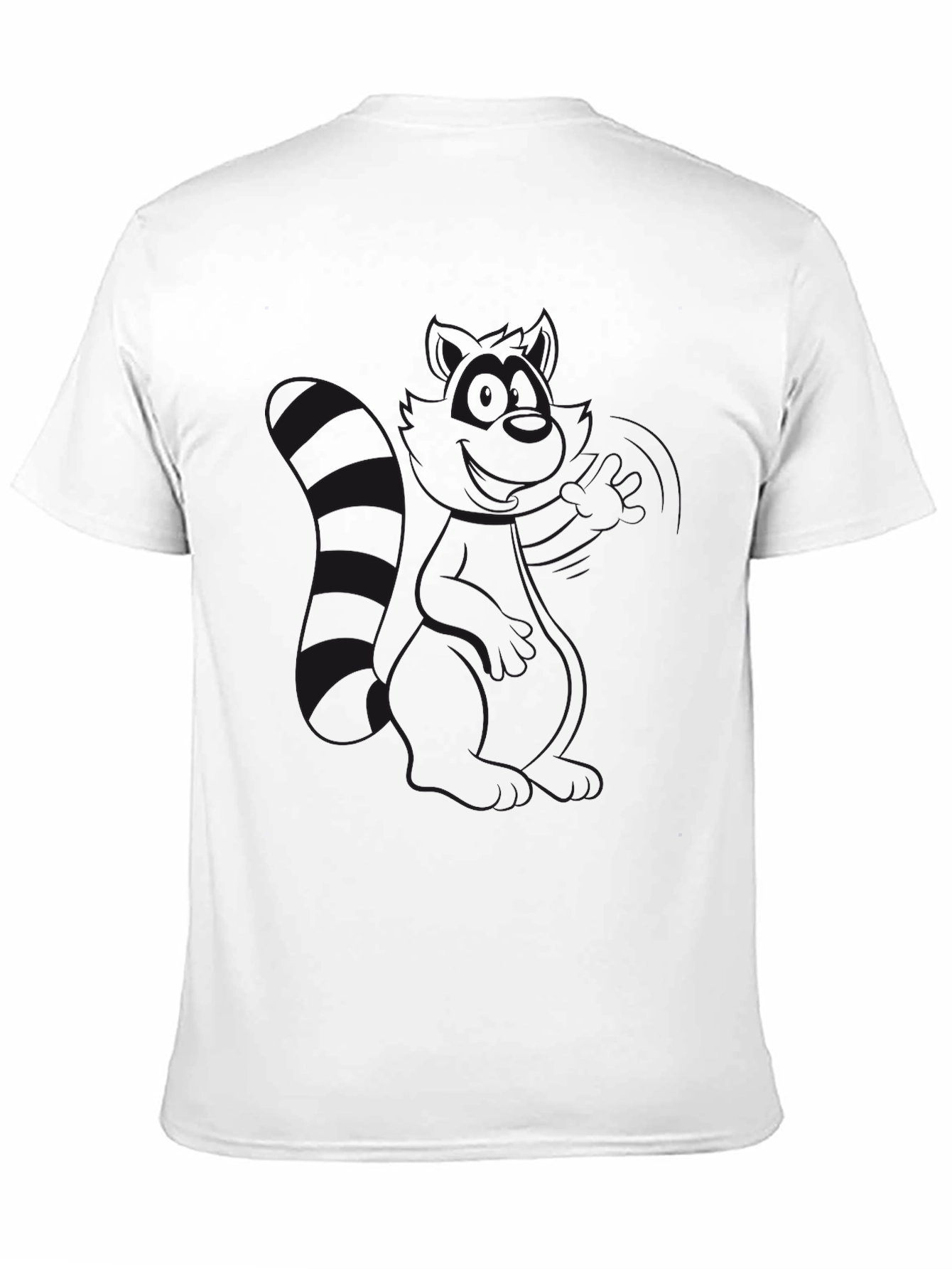 Black Crew Neck T-Shirt - Raccoon Design