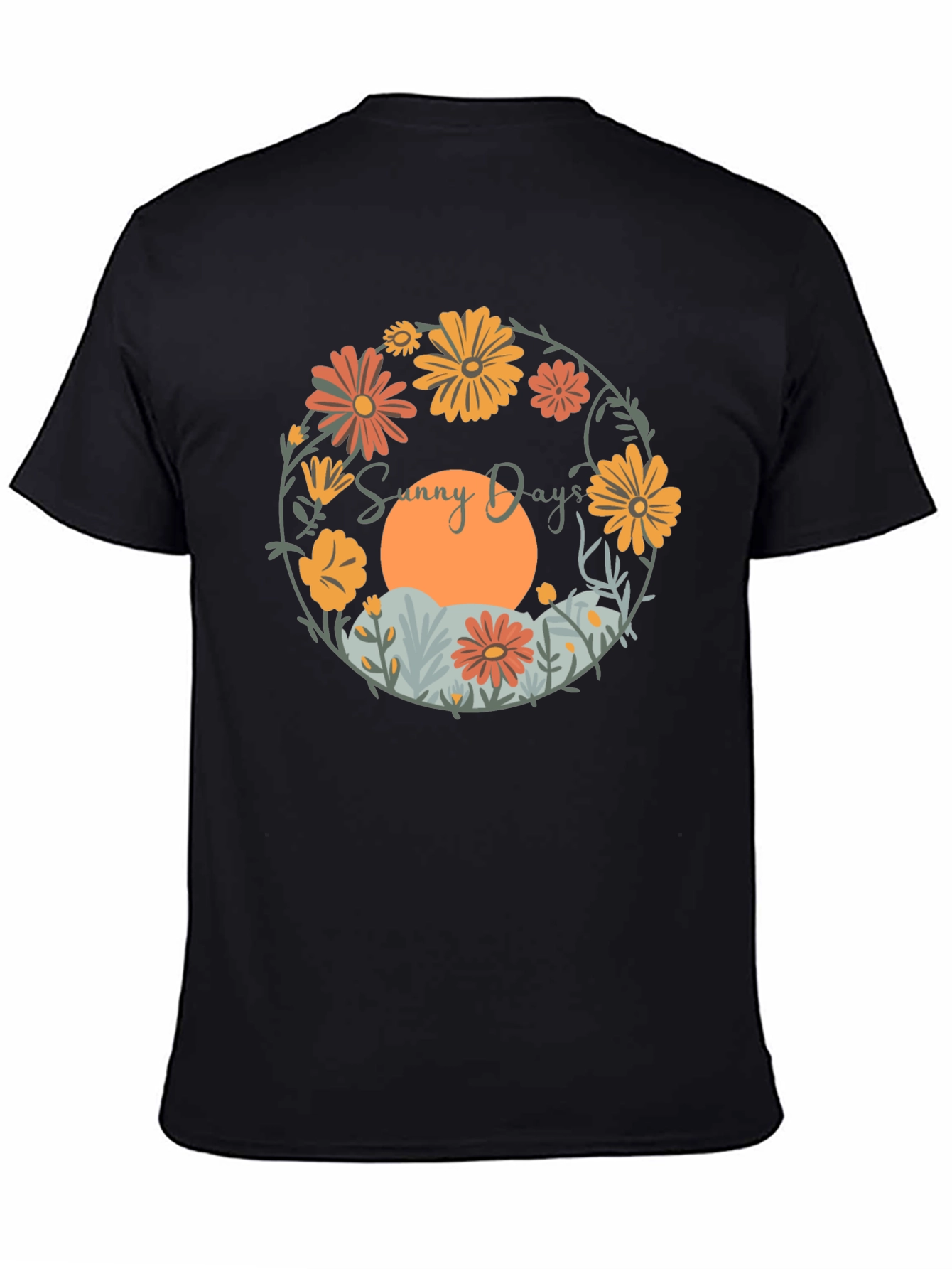 Sunny Days Floral Graphic Tee - Round Neck Comfort Fit