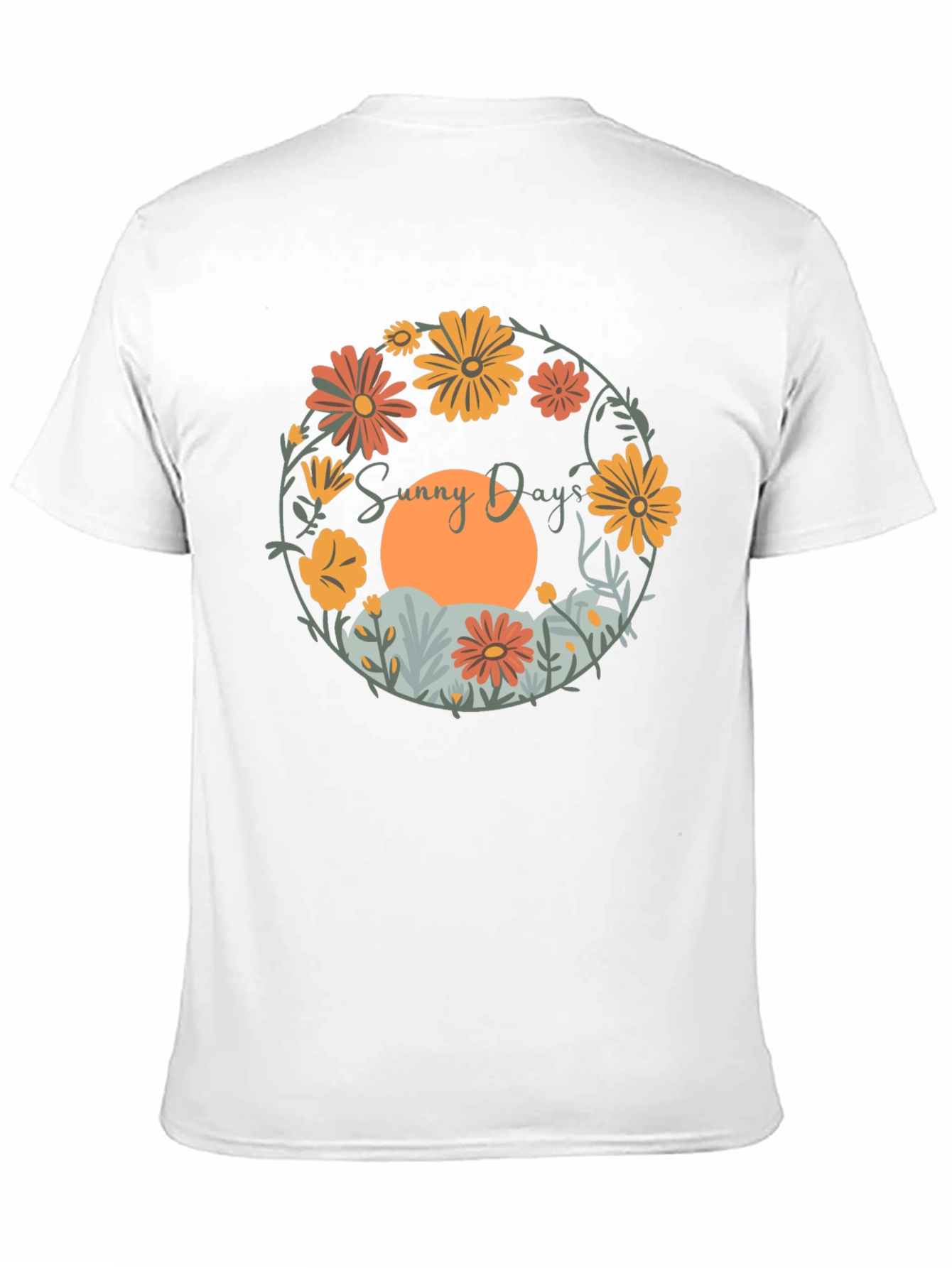 Sunny Days Floral Graphic Tee - Round Neck Comfort Fit