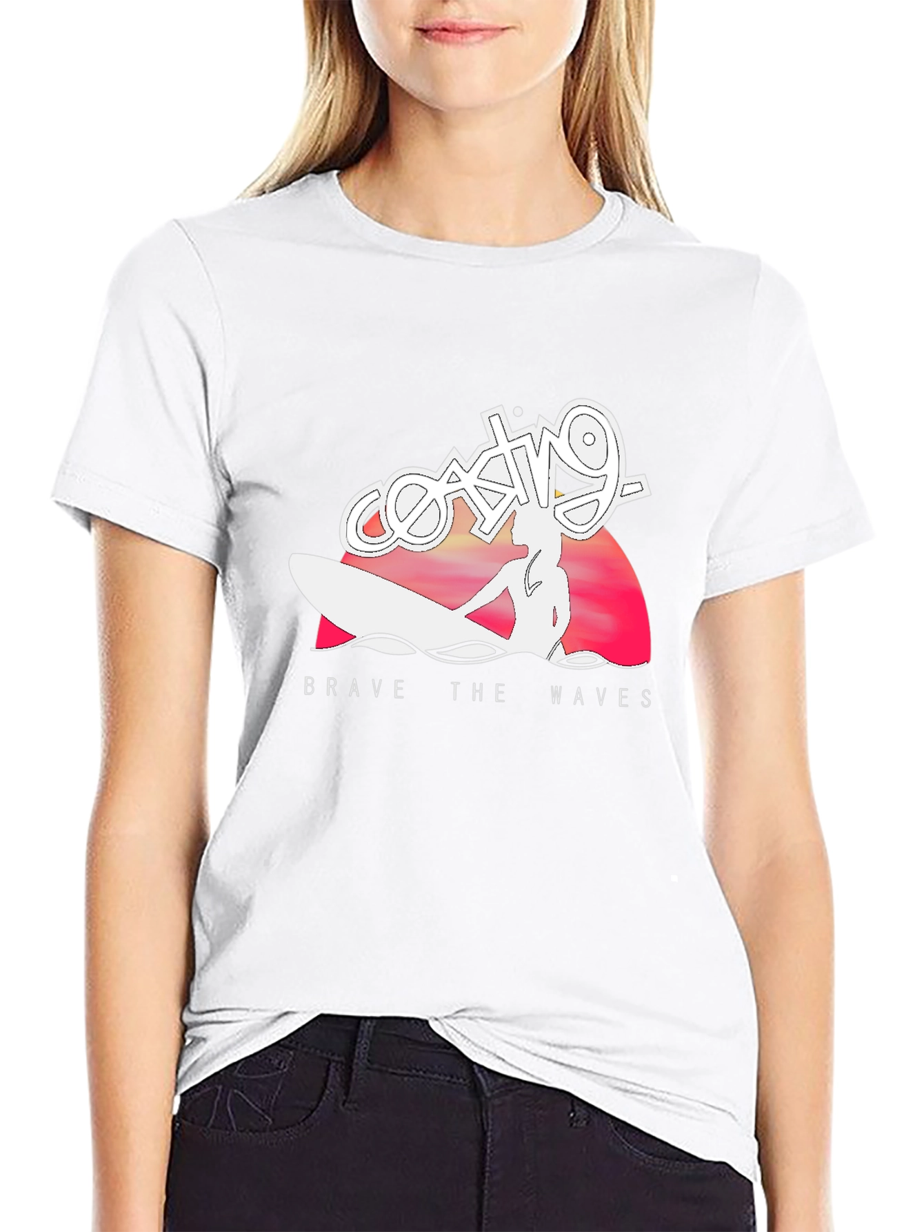 Coasting Brave The Waves T-Shirt - Black Surf Tee