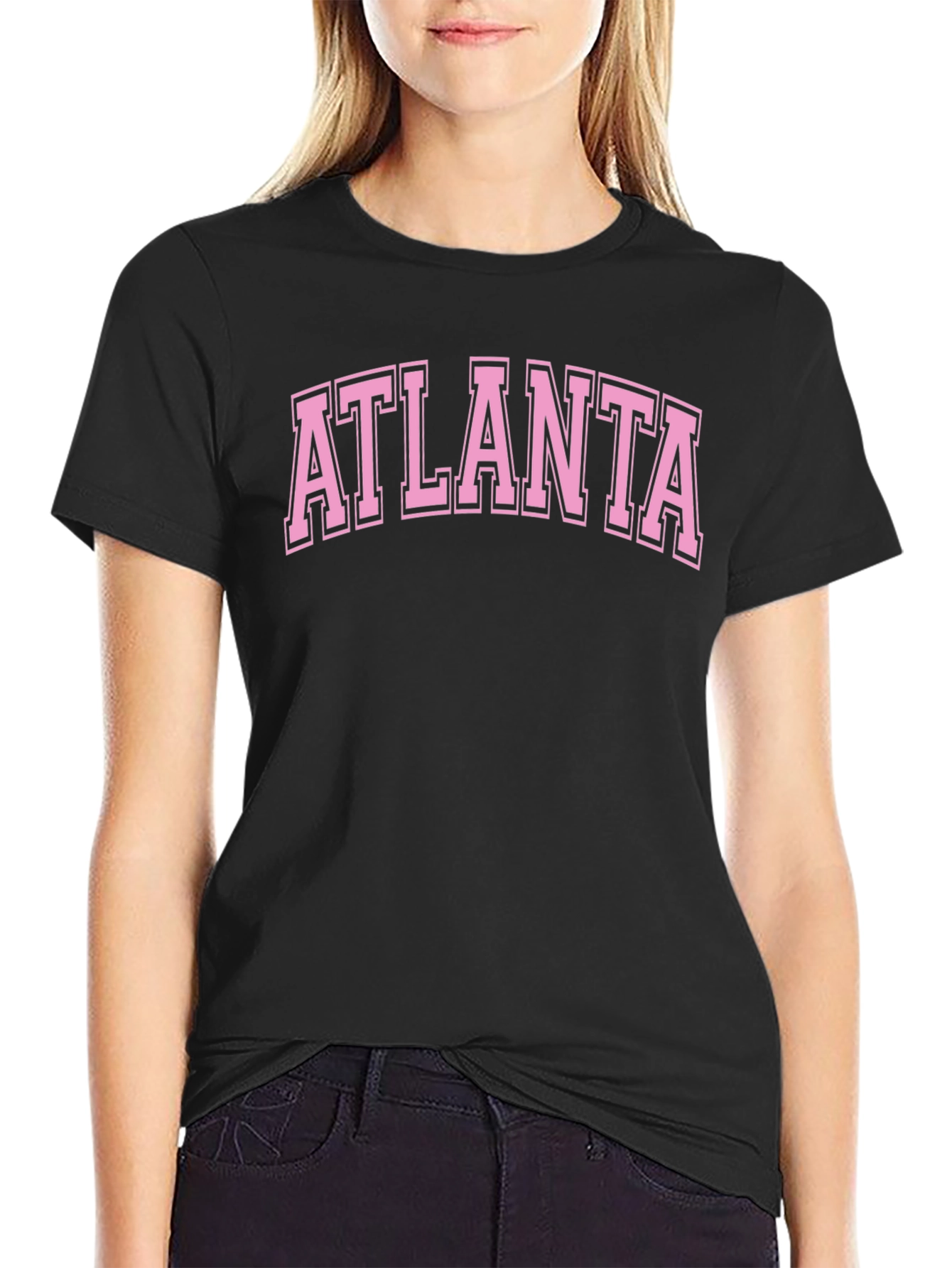 Atlanta Graphic Tee - Black Cotton Casual T-Shirt