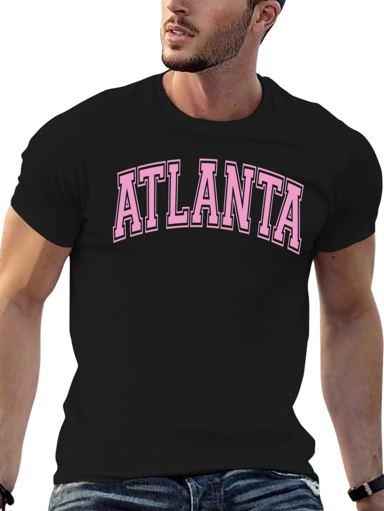 Atlanta Graphic Tee - Black Cotton Casual T-Shirt
