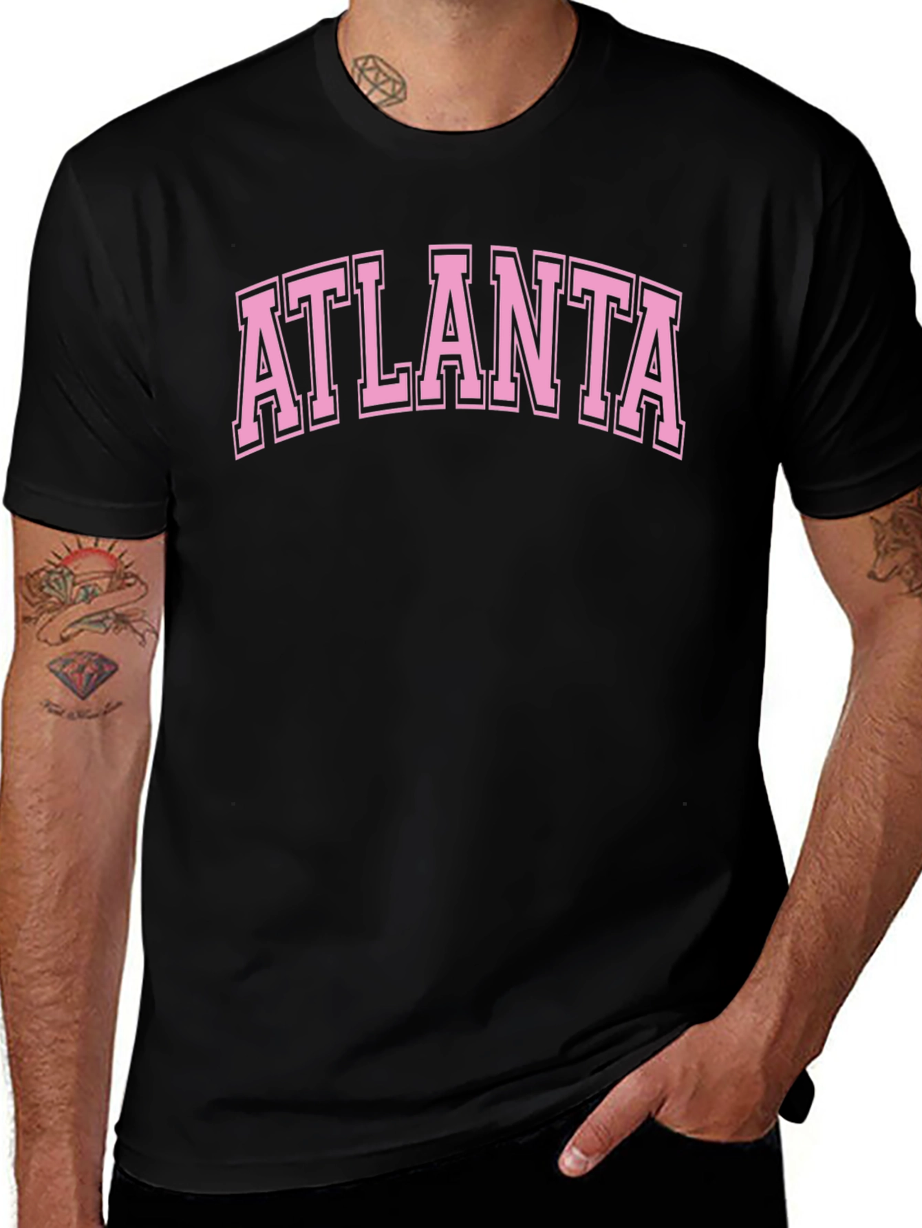 Atlanta Graphic Tee - Black Cotton Casual T-Shirt