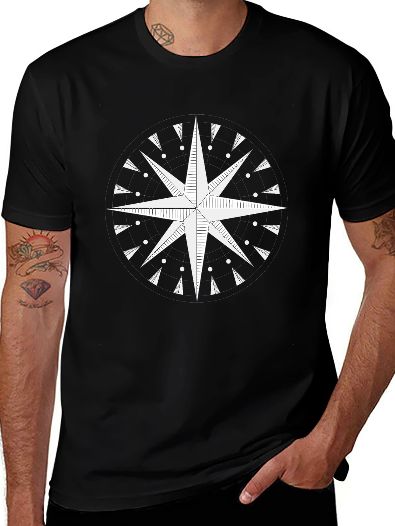 Compass Rose Graphic Tee - Classic Black Shirt