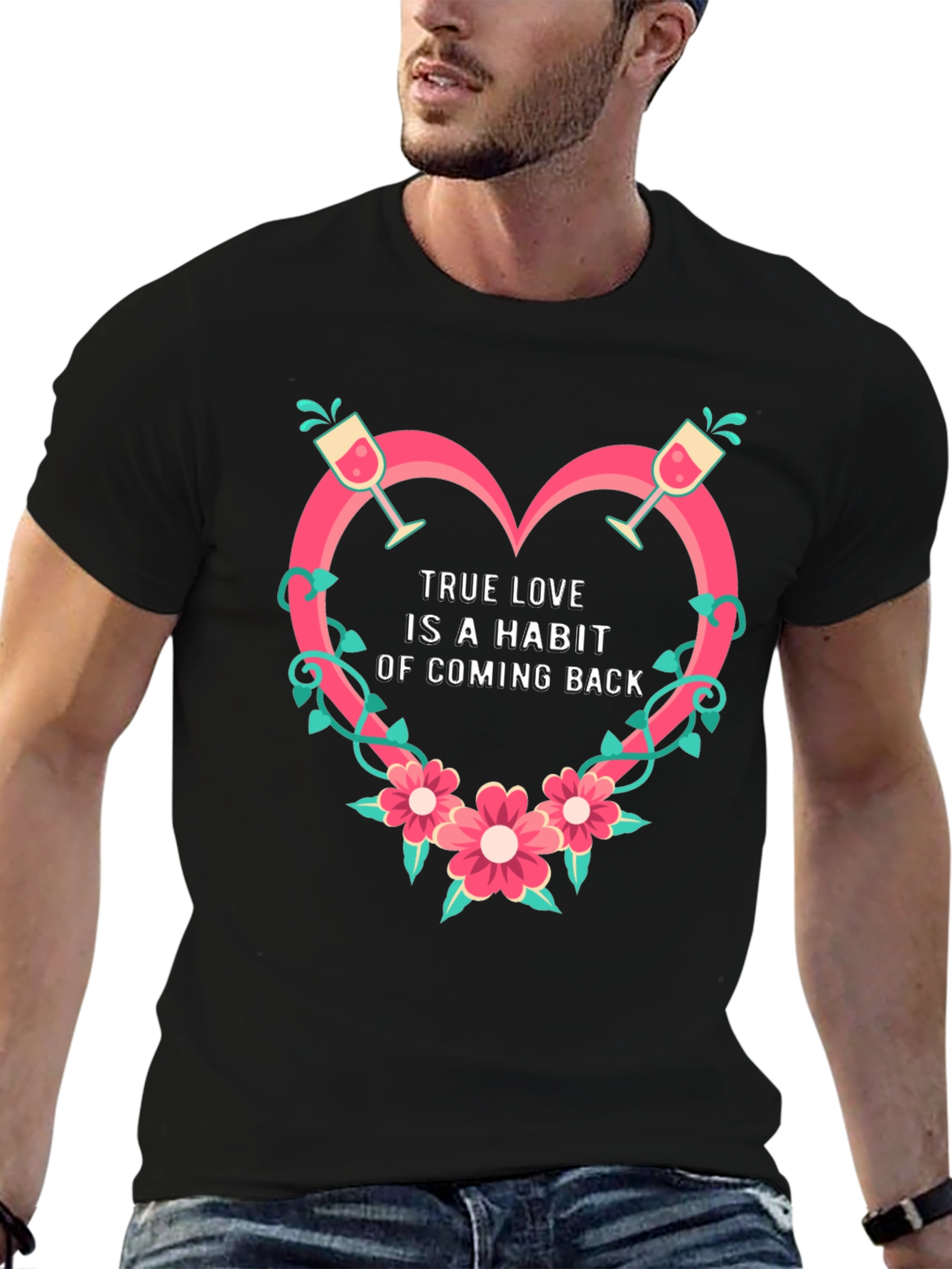 True Love Habit Graphic Tee - Black Unisex