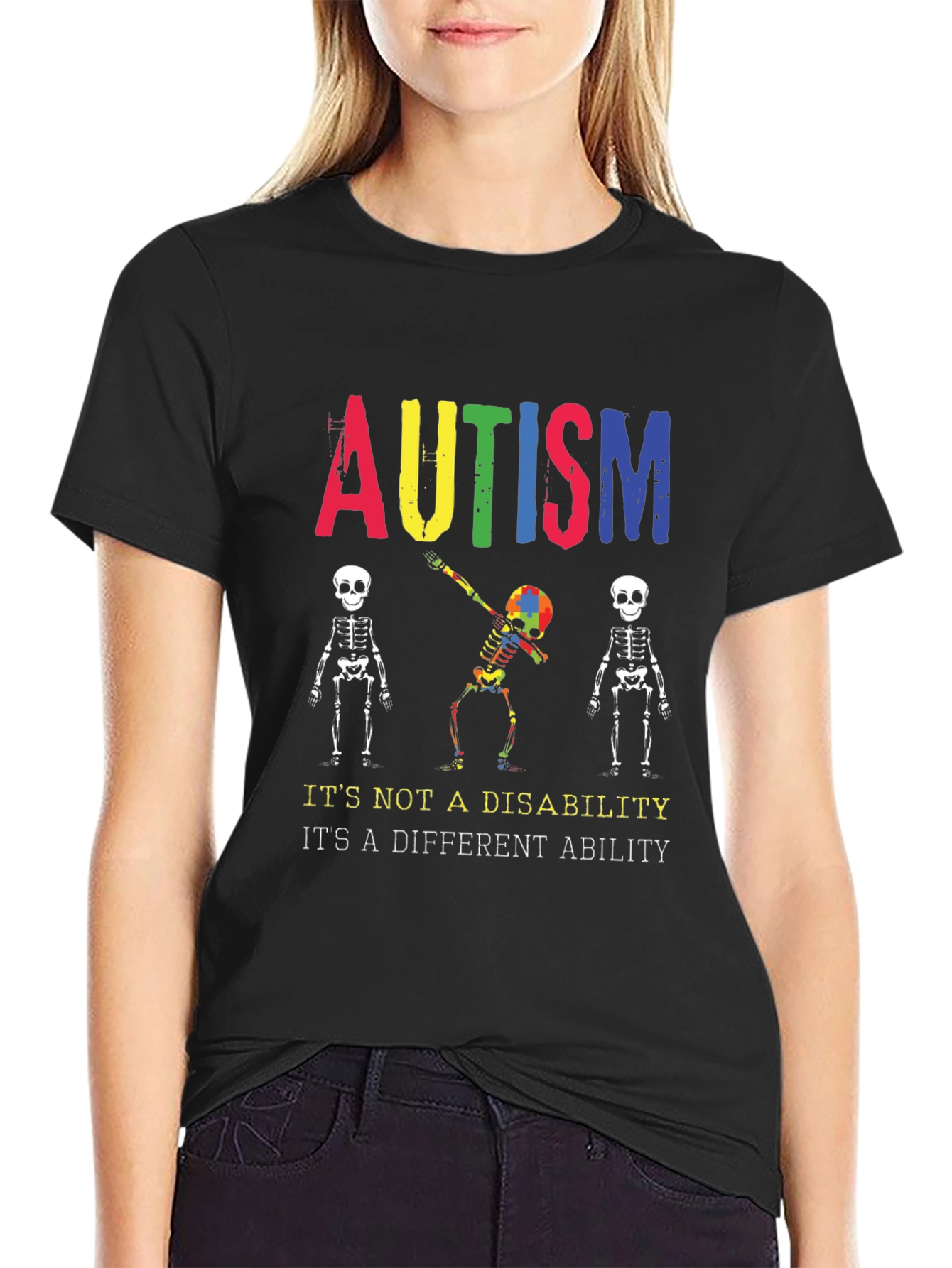Autism Awareness Skeleton Graphic Tee - Unisex
