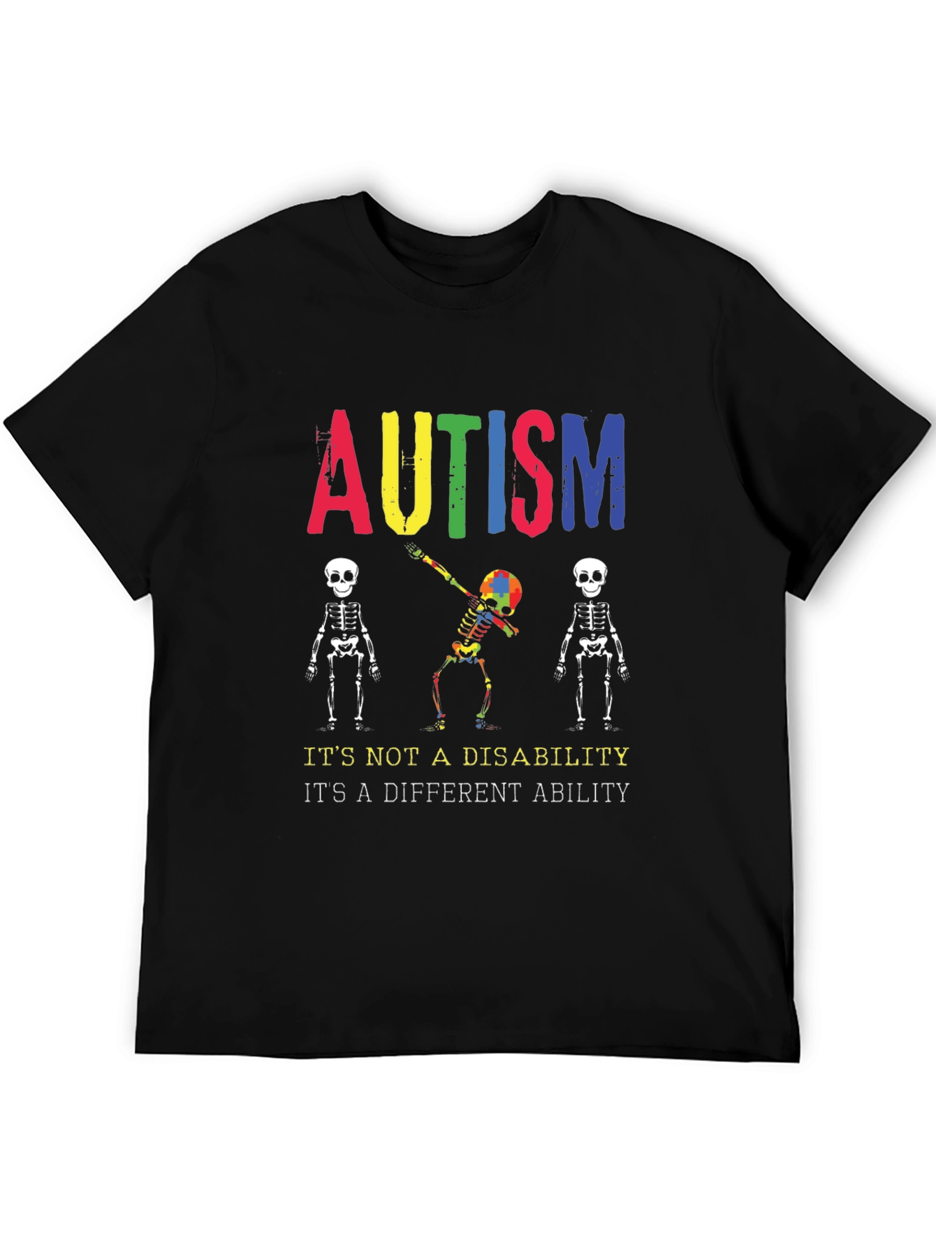 Autism Awareness Skeleton Graphic Tee - Unisex