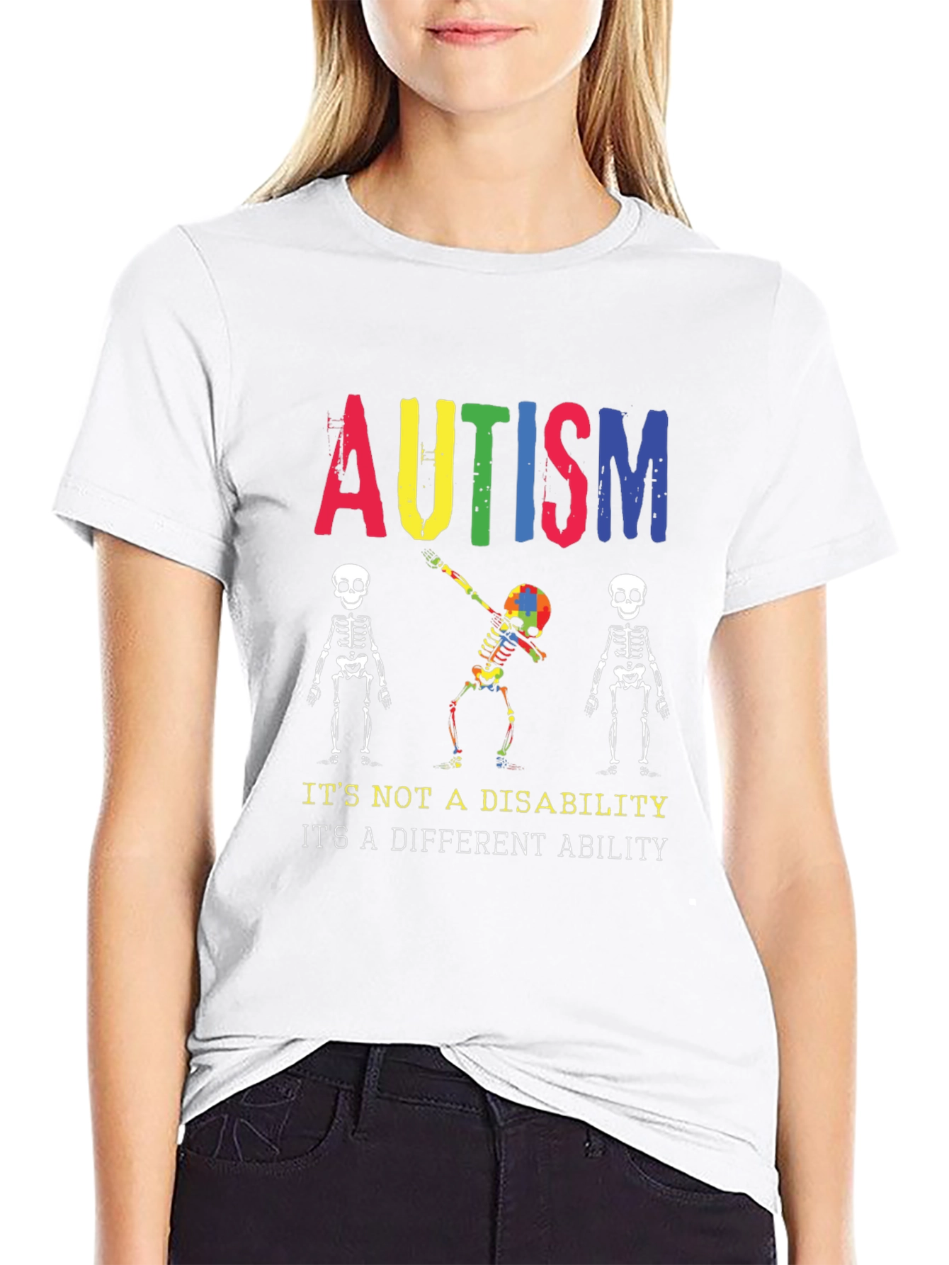Autism Awareness Skeleton Graphic Tee - Unisex
