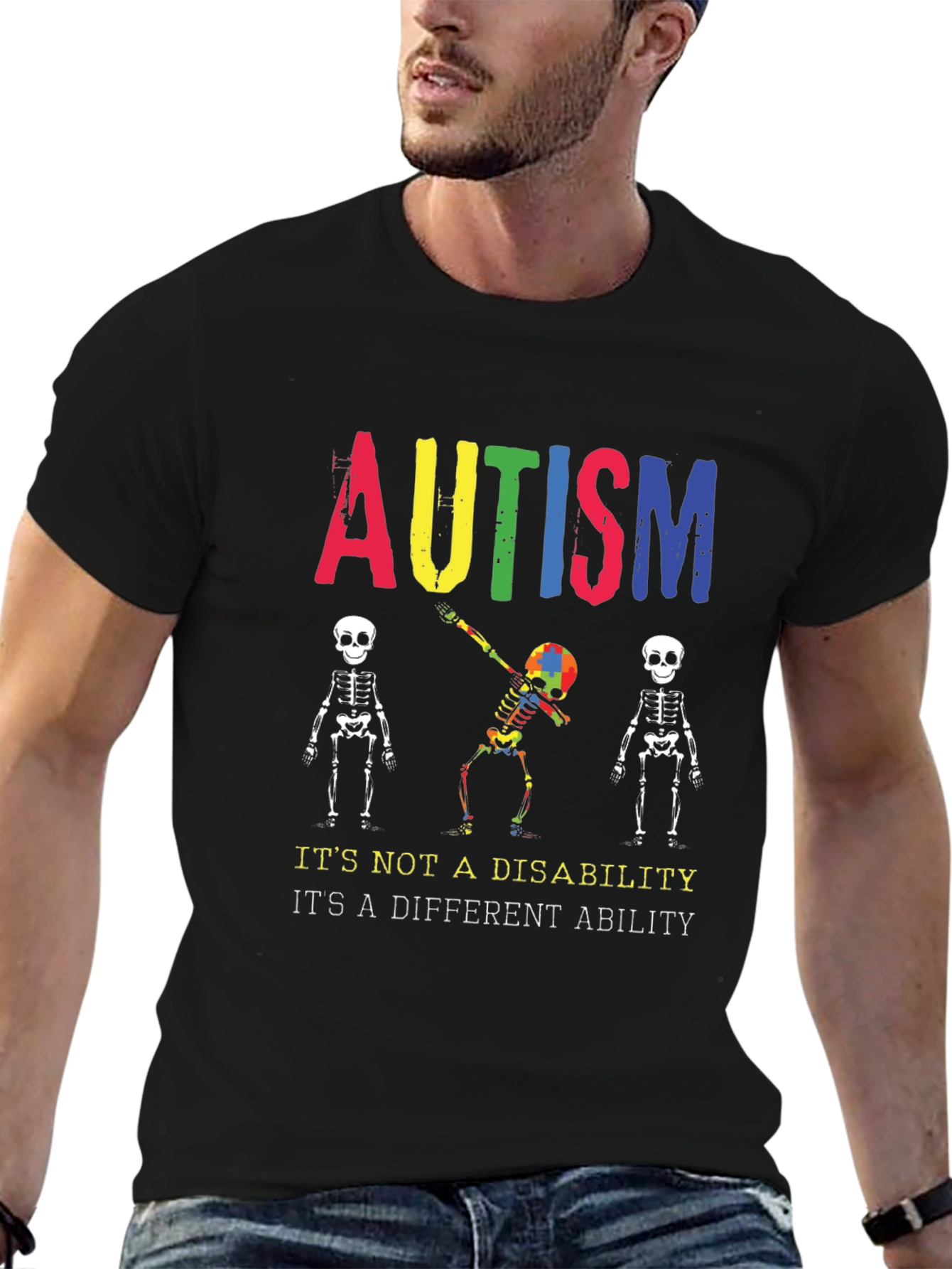Autism Awareness Skeleton Graphic Tee - Unisex