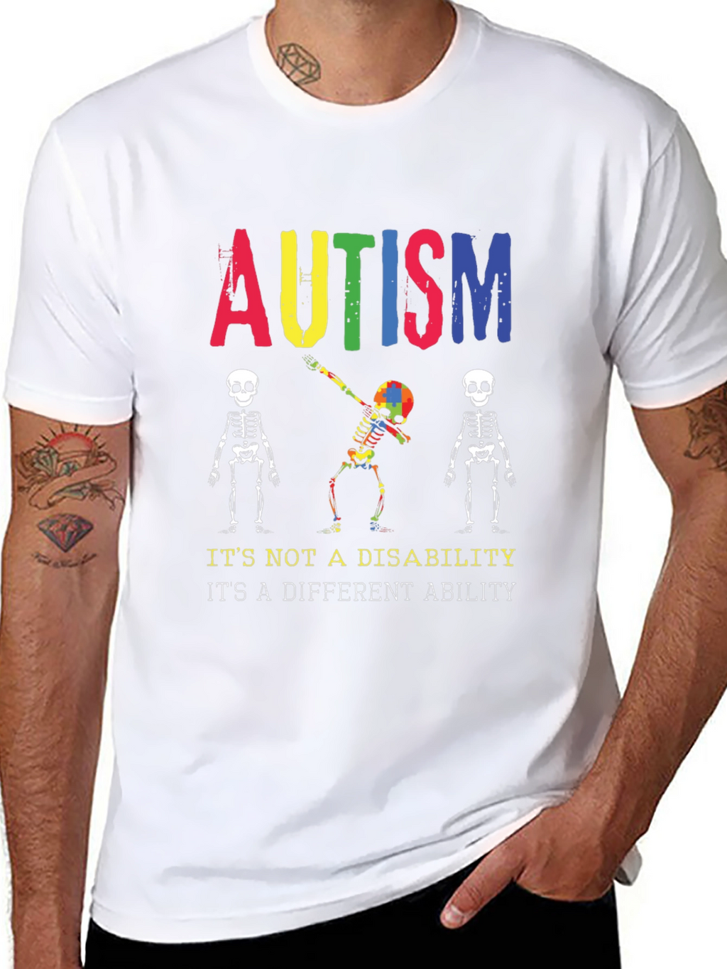 Autism Awareness Skeleton Graphic Tee - Unisex