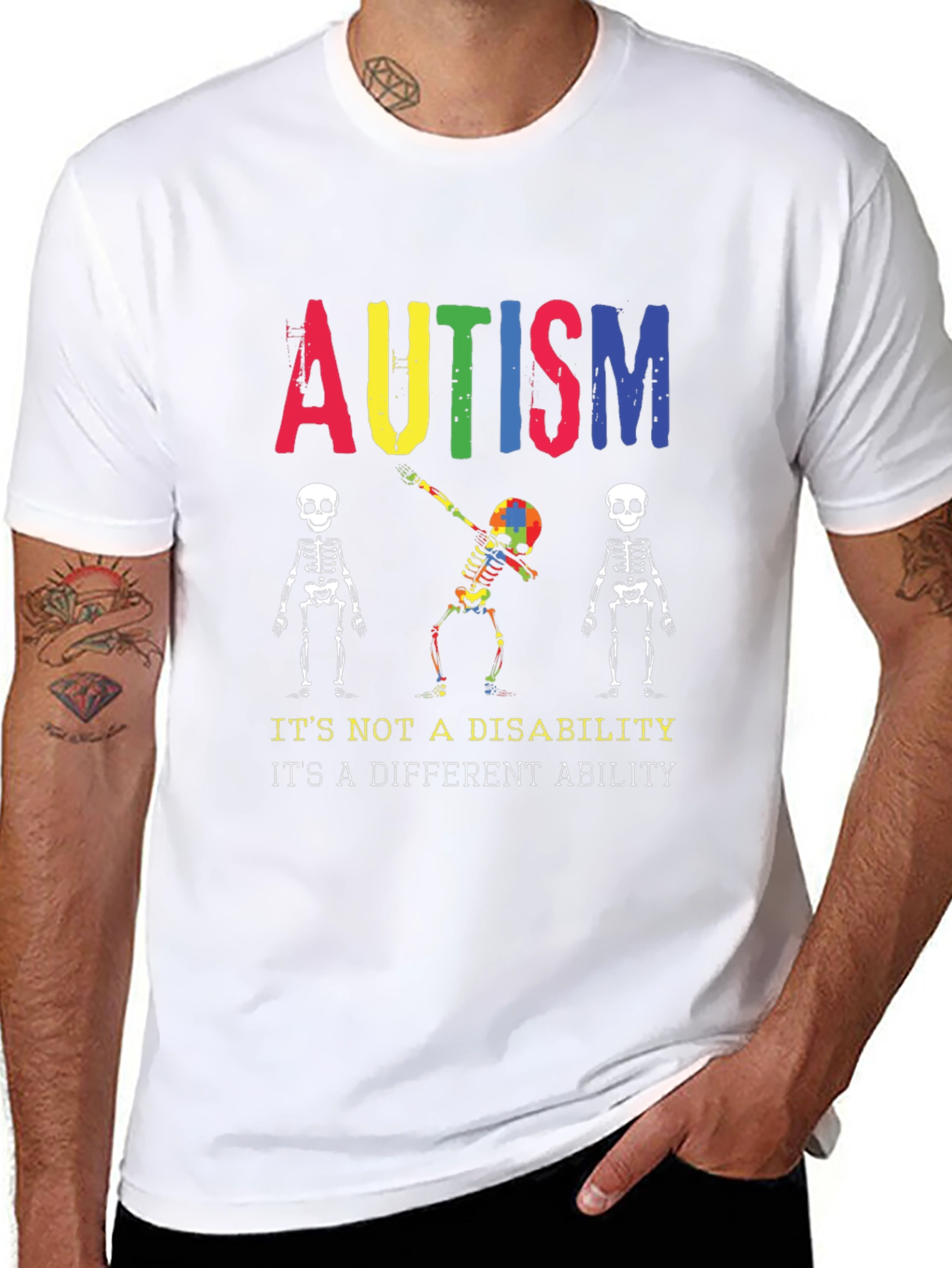 Autism Awareness Skeleton Graphic Tee - Unisex