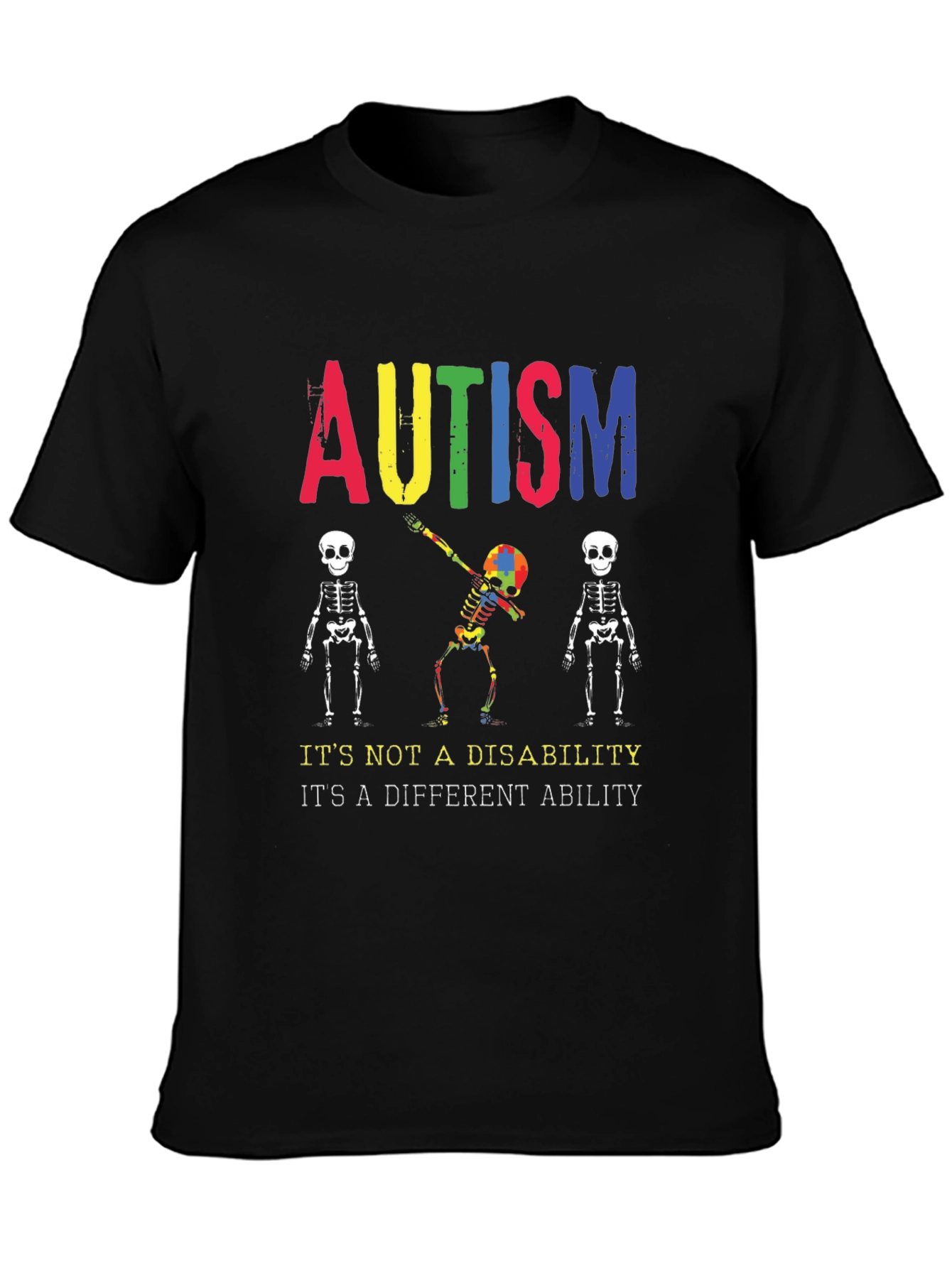 Autism Awareness Skeleton Graphic Tee - Unisex