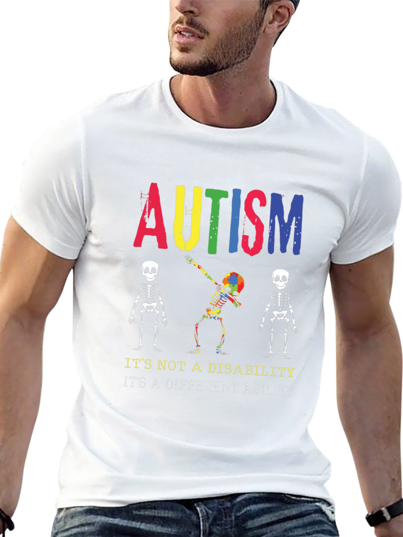 Autism Awareness Skeleton Graphic Tee - Unisex