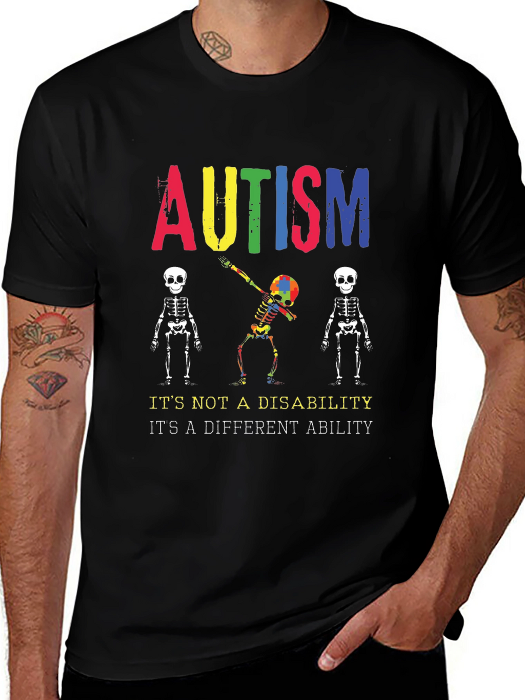 Autism Awareness Skeleton Graphic Tee - Unisex