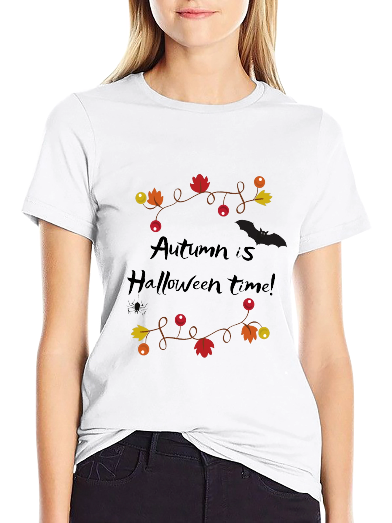 Autumn Is Halloween Time Black Graphic Tee