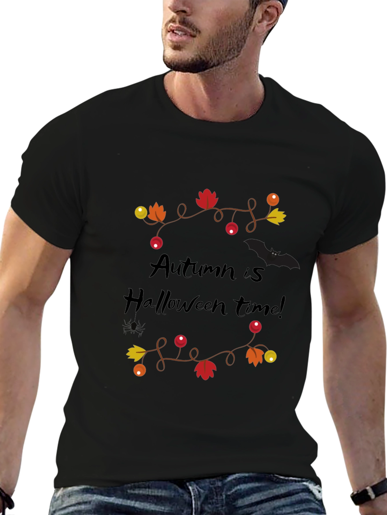 Autumn Is Halloween Time Black Graphic Tee