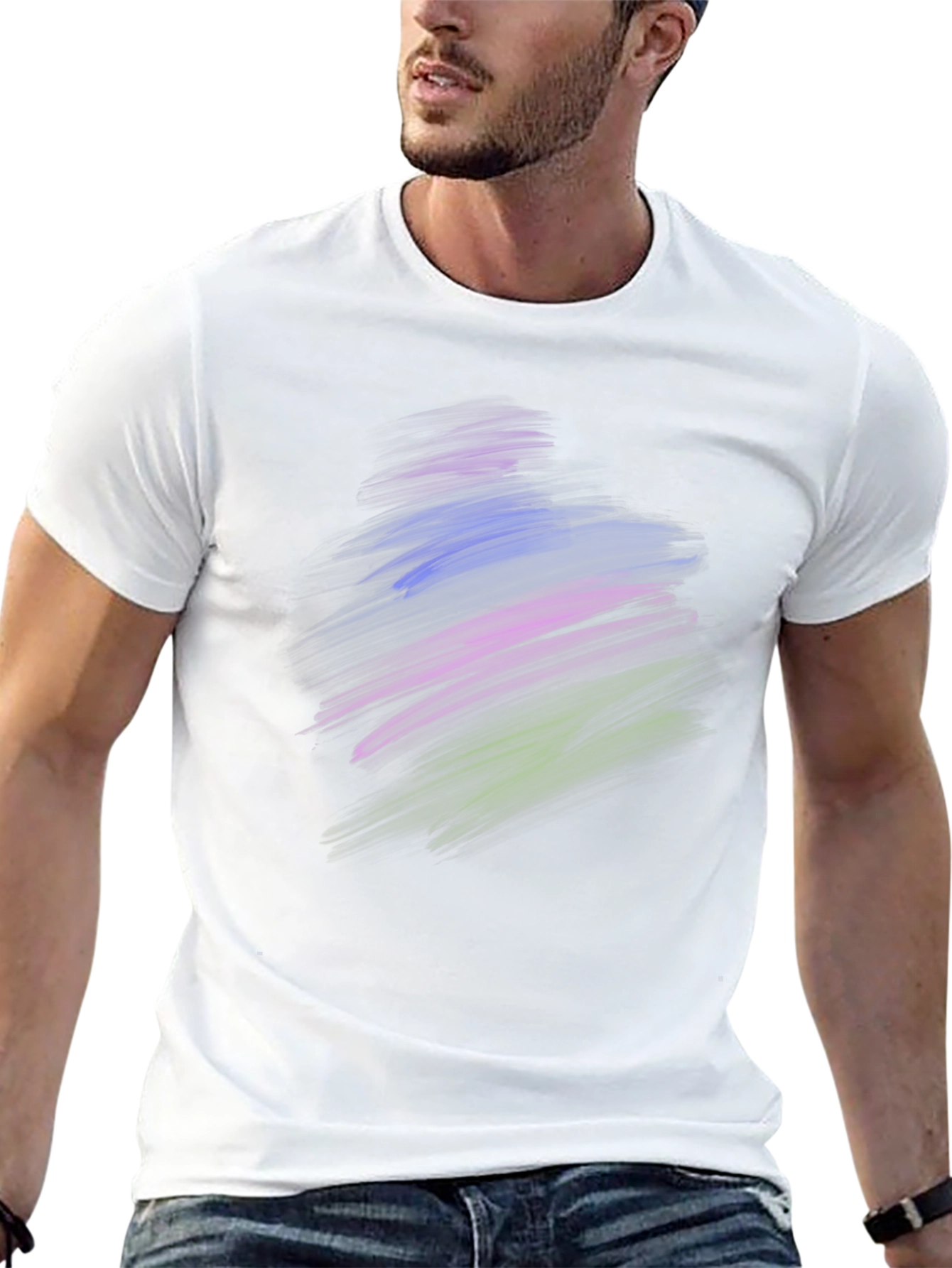 Abstract Brush Stroke Graphic Black T-Shirt