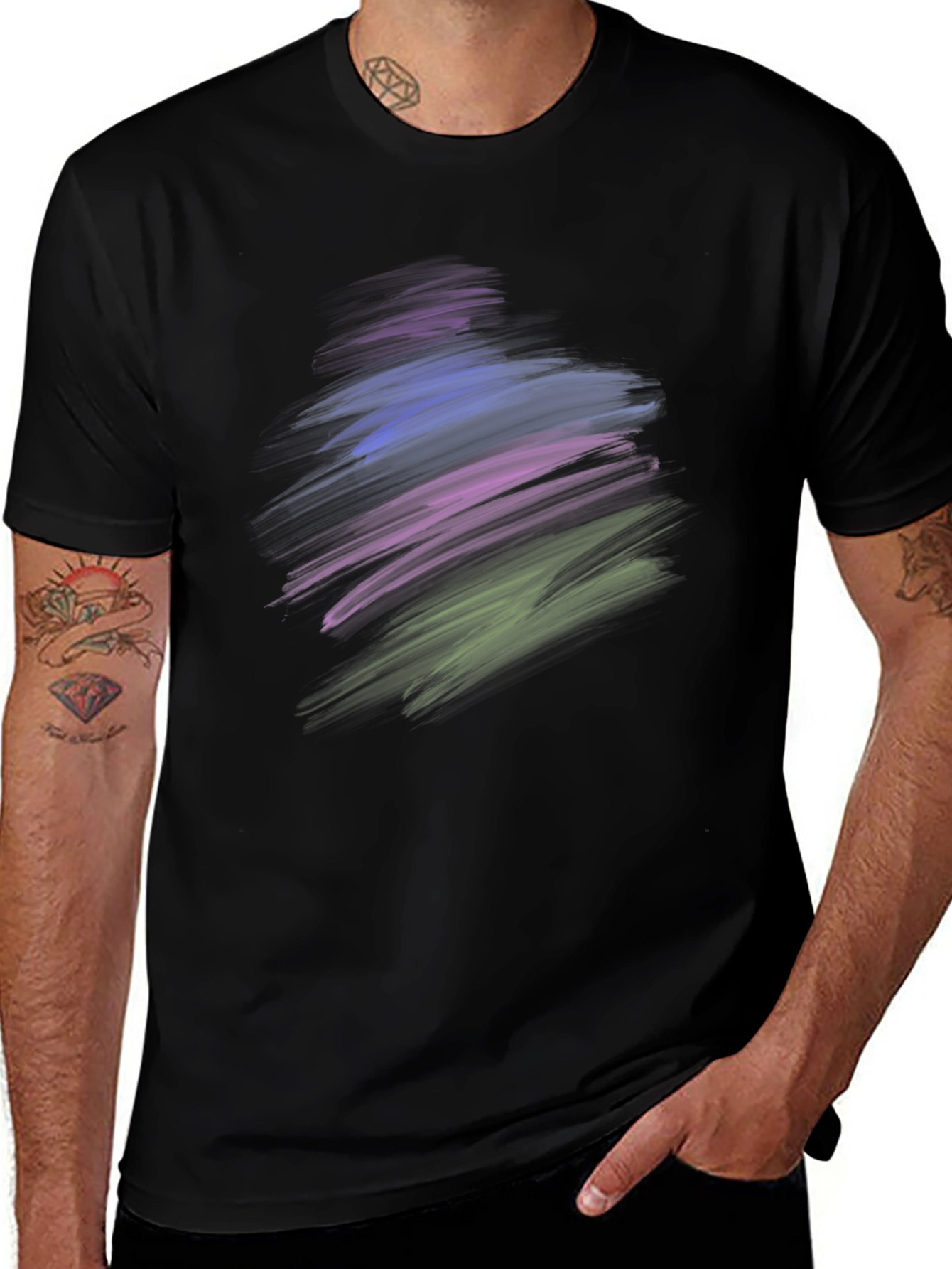 Abstract Brush Stroke Graphic Black T-Shirt