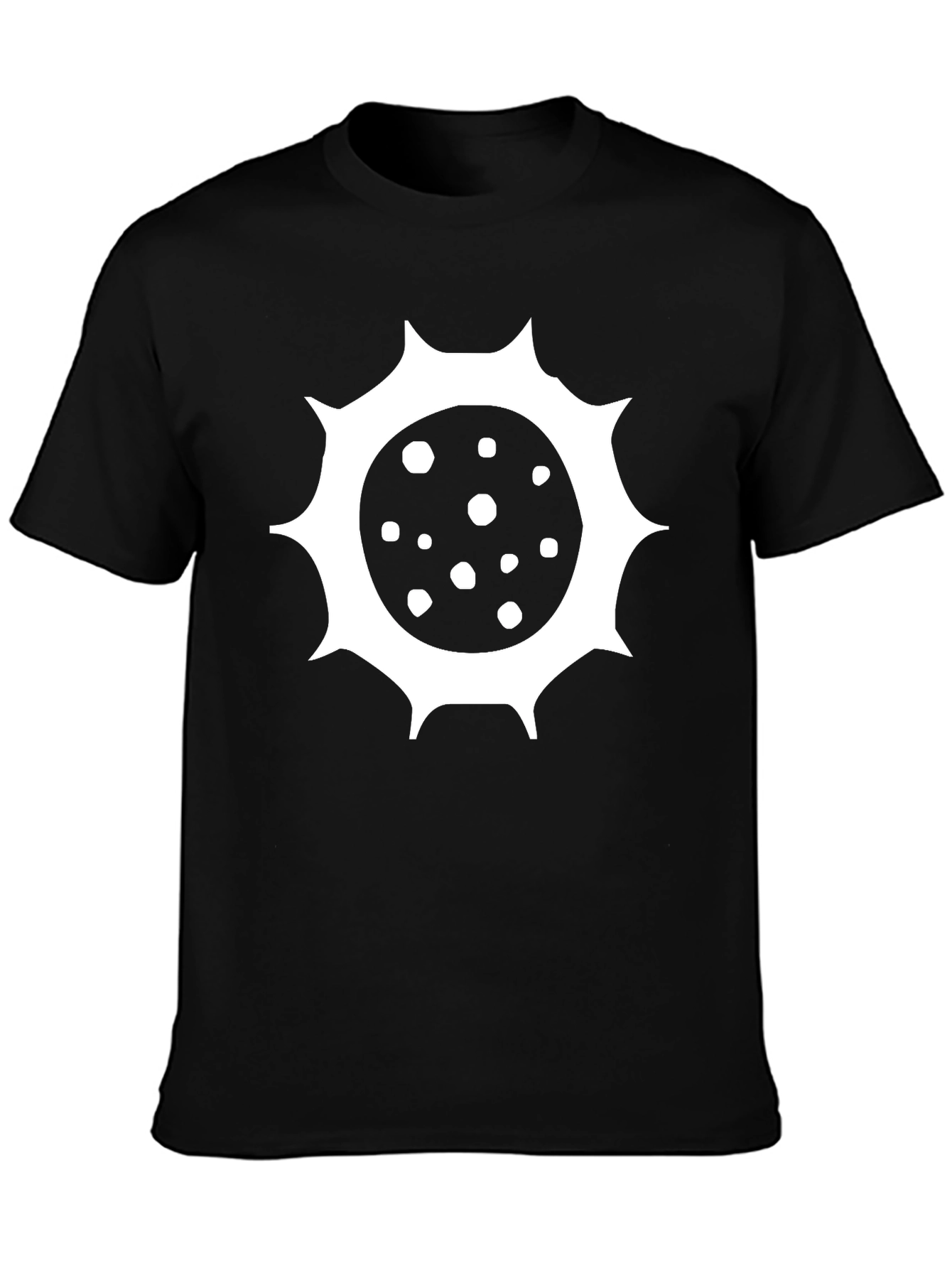 Black T-Shirt with Spiky Sun Design