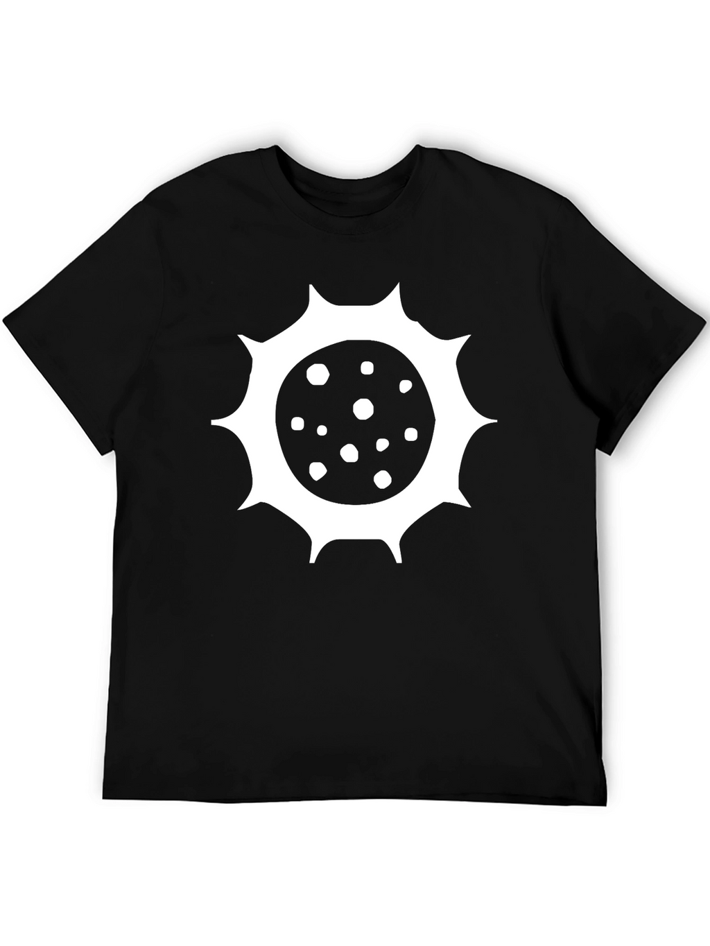 Black T-Shirt with Spiky Sun Design