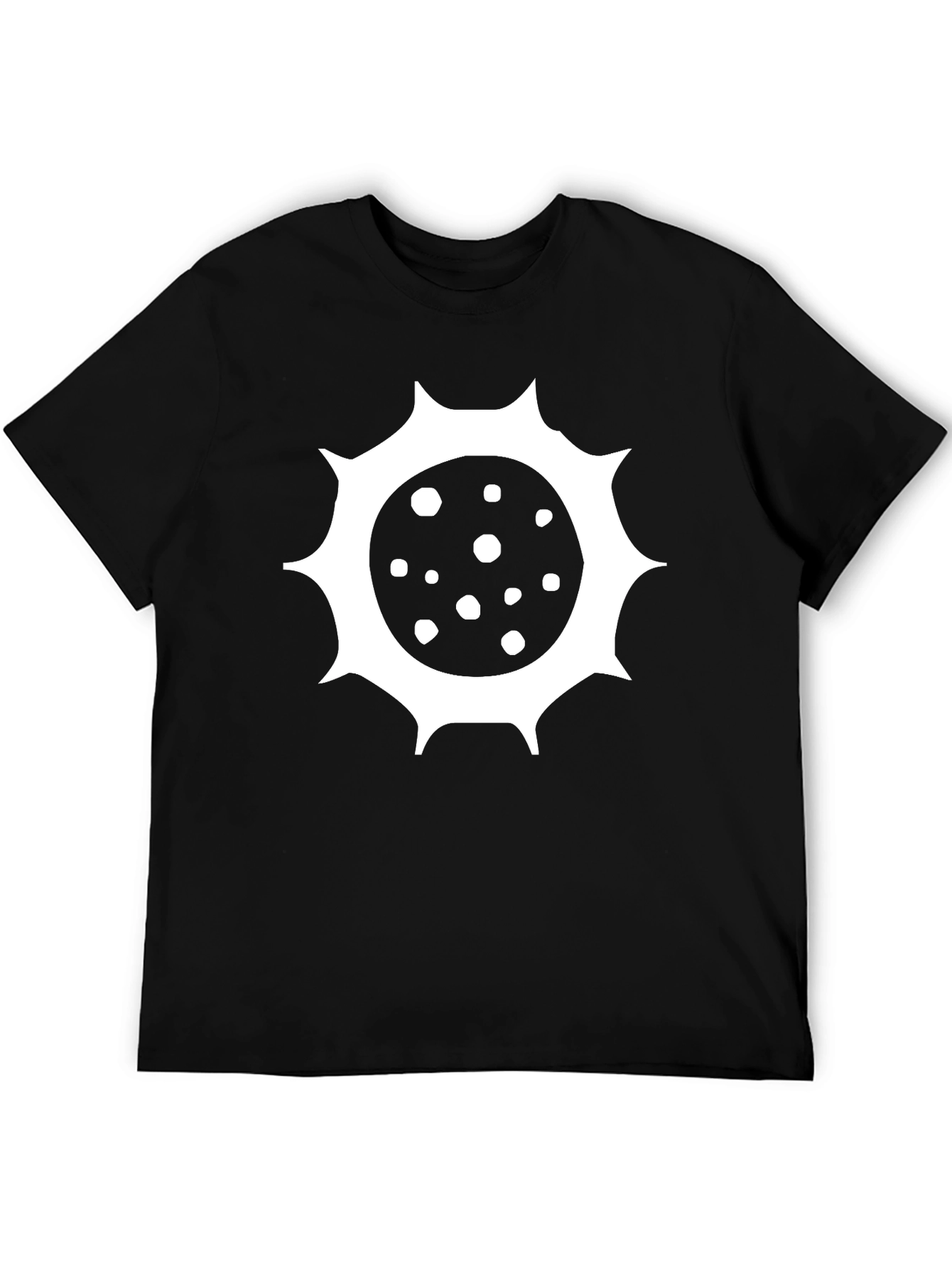 Black T-Shirt with Spiky Sun Design