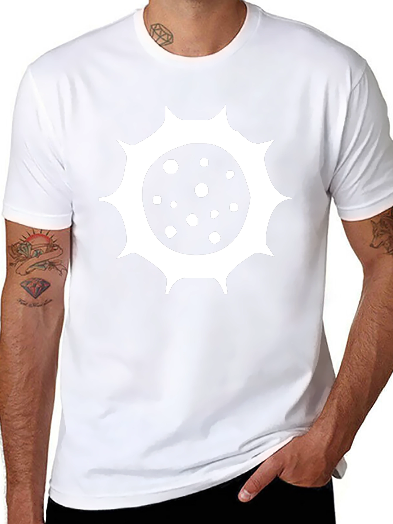 Black T-Shirt with Spiky Sun Design