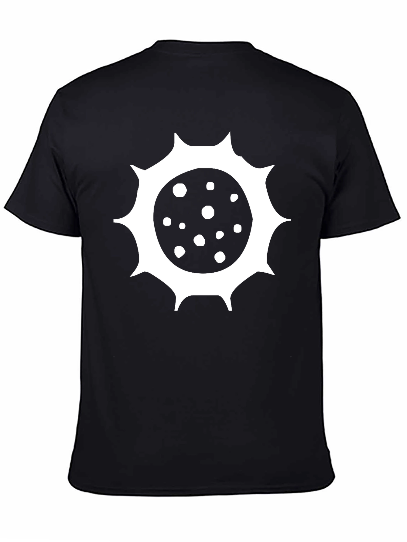 Black T-Shirt with Spiky Sun Design
