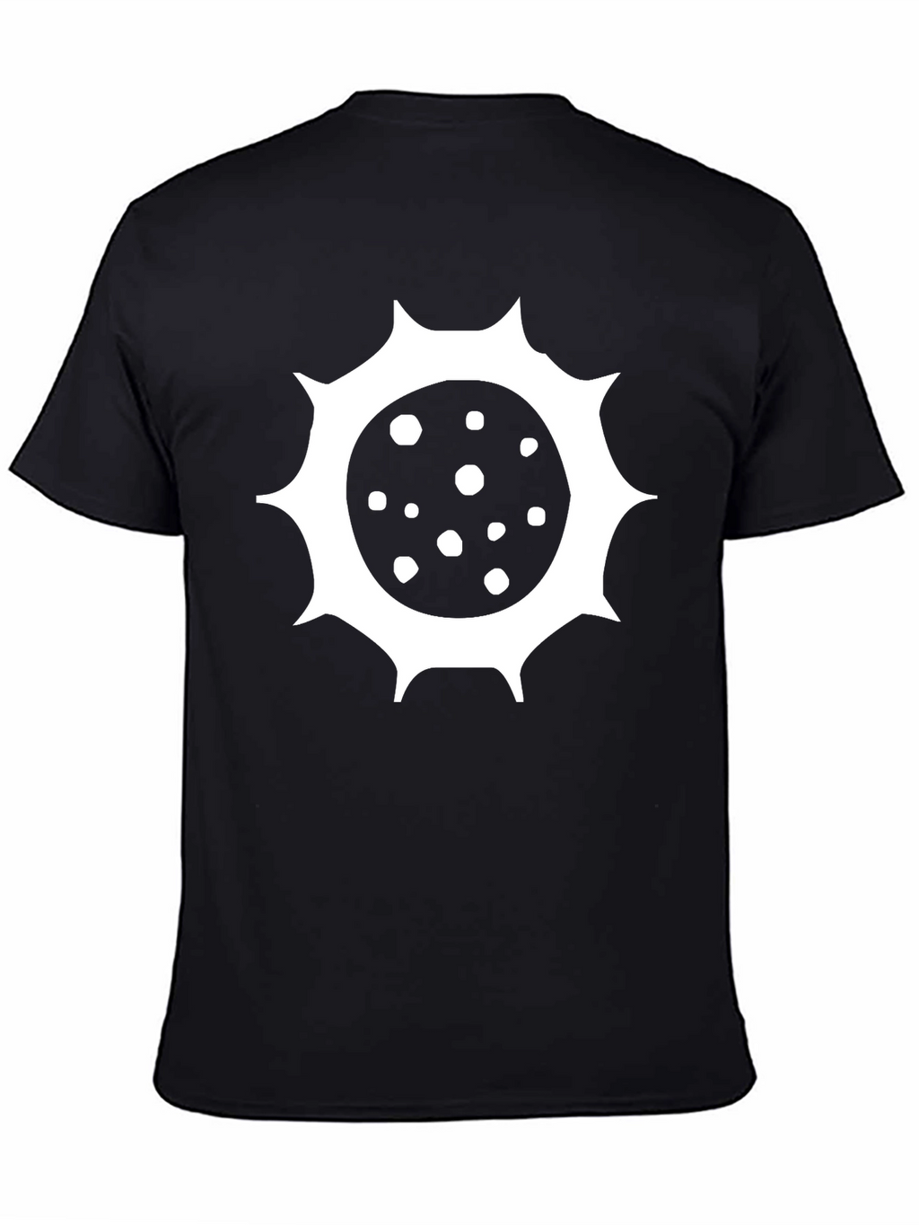 Black T-Shirt with Spiky Sun Design