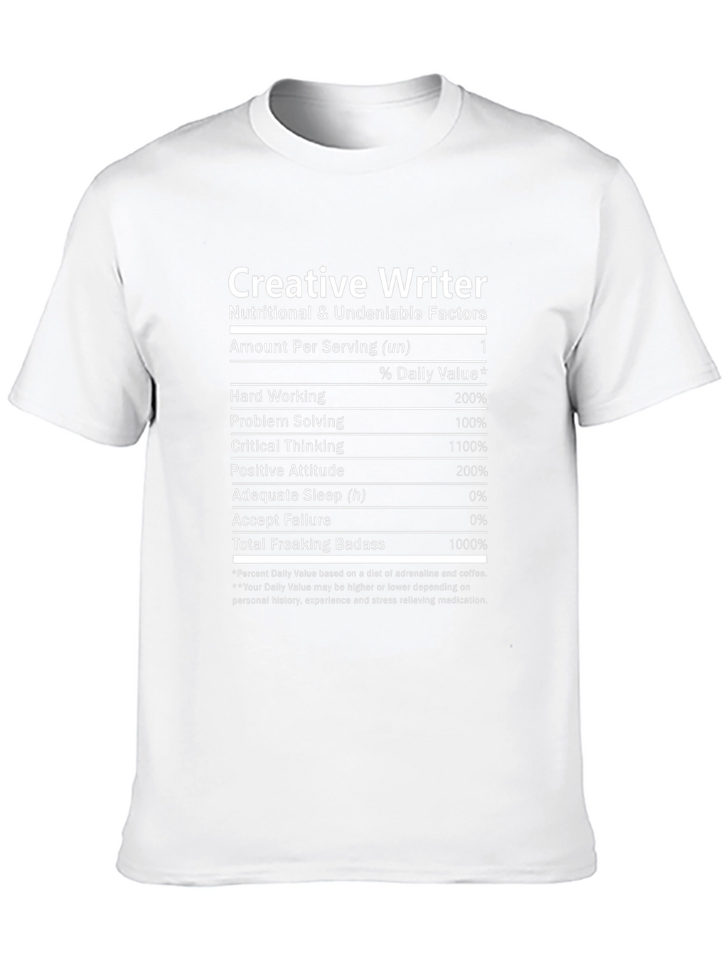 Creative Writer Nutrition Facts T-Shirt