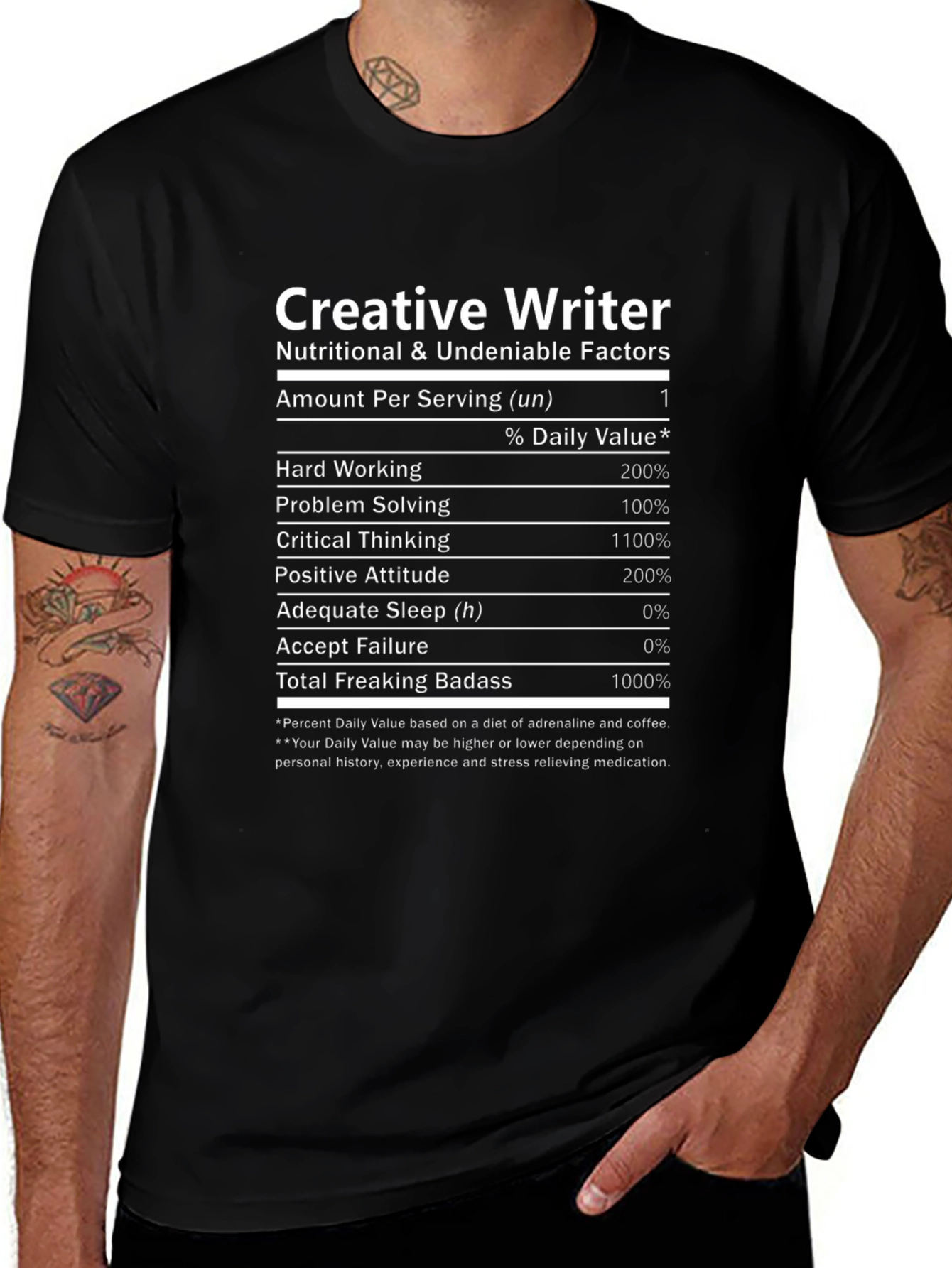 Creative Writer Nutrition Facts T-Shirt