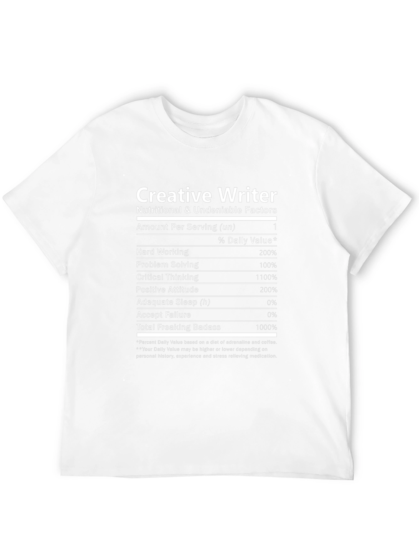 Creative Writer Nutrition Facts T-Shirt